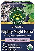 Traditional Medicinals Organic Nighty Night Extra Tea With Valerian Root for Relaxation, 16 Tea Bags (Pack of 1)