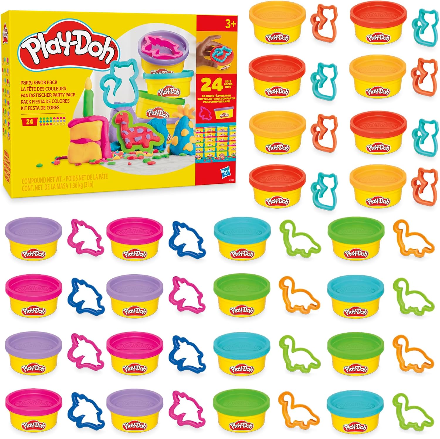 Play-Doh Party Favor Pack, Bulk 24 Pack of Modeling Compound with Cutters, Classroom Supplies for Arts & Crafts, Back to School Gifts & Prize Toys for Kids, Ages 3+ (Amazon Exclusive)