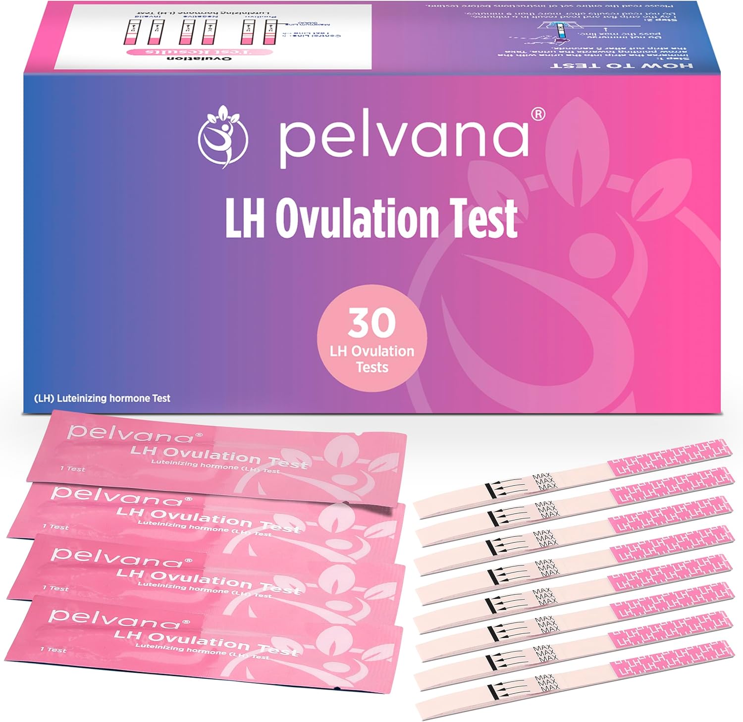 Pelvana 30 Ovulation Test Strips for Women Value Pack 30 LH Ovulation Tests Kit - Identify Your Peak Fertility Days for Your Best Chance at Conception Ideal for Women Trying to Get Pregnant Naturally