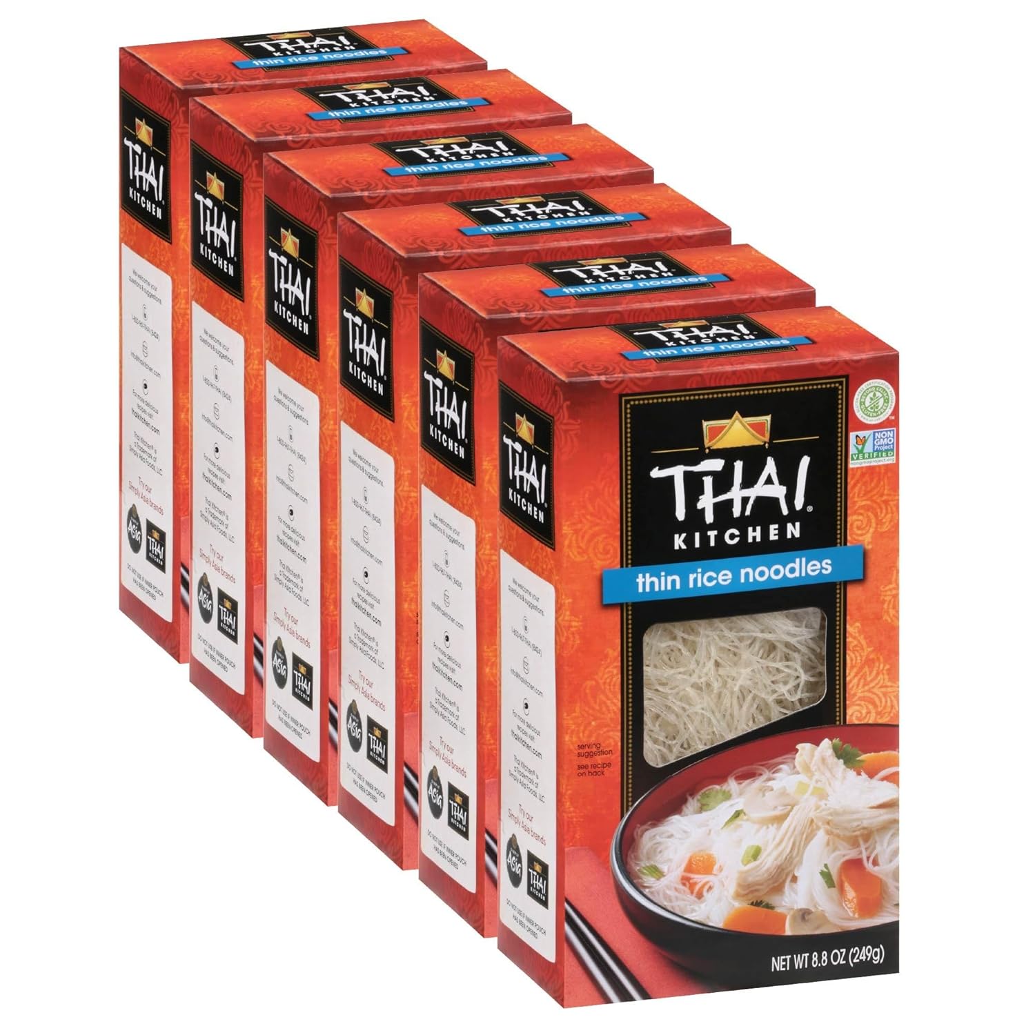 Thai Kitchen Gluten Free Thin Rice Noodles, 8.8 oz (Pack of 6)