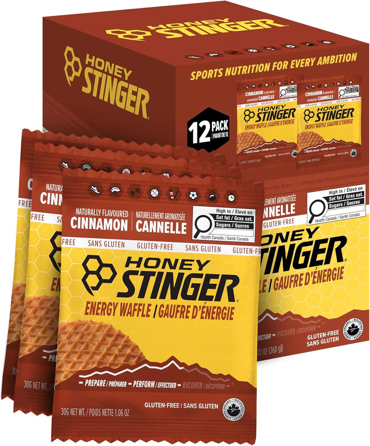 Honey Stinger Gluten Free Organic Waffle - Cinnamon, Box of 12