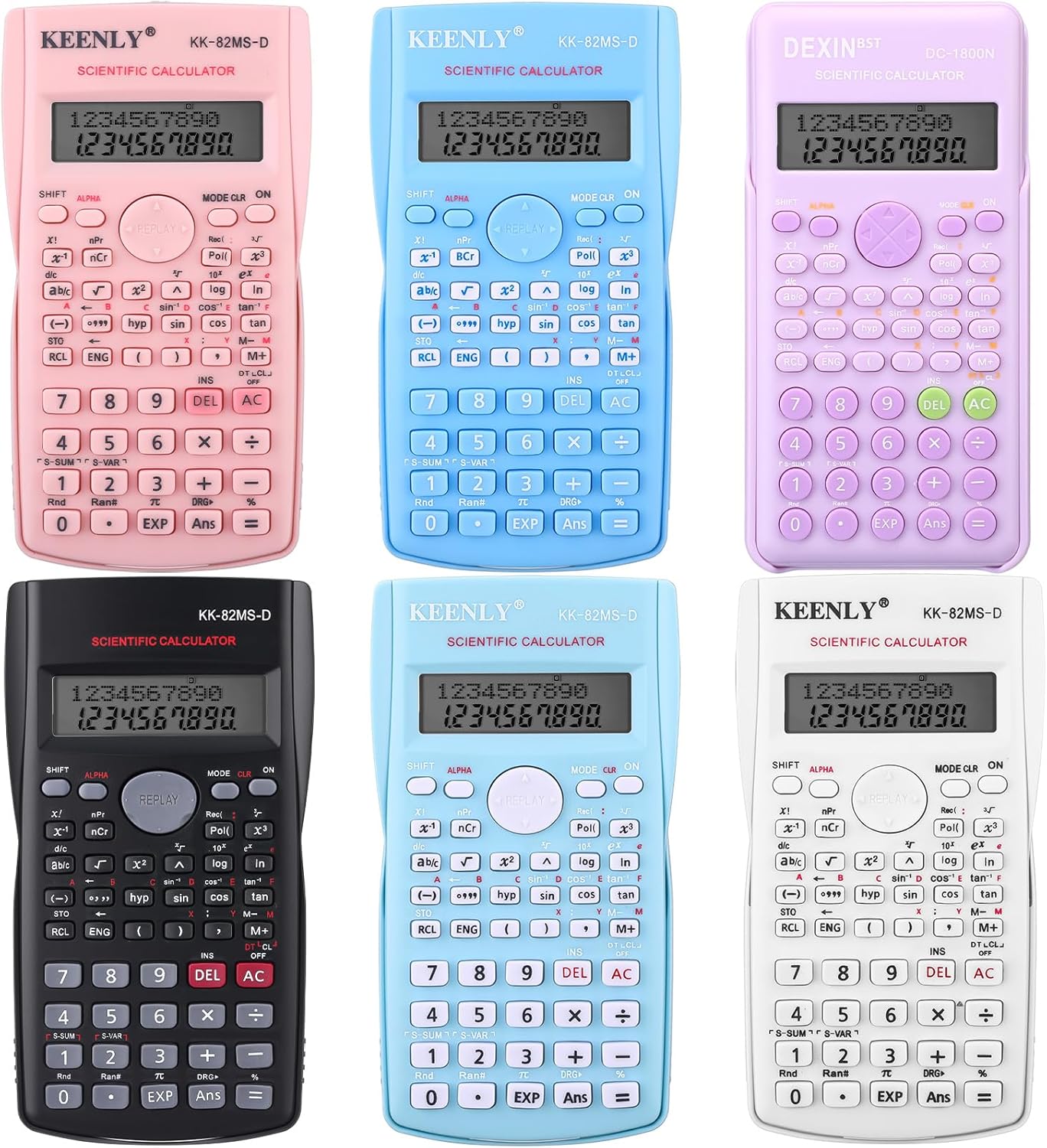 6 Pack 2 Line Scientific Calculator 240 Function Colorful Non Graphing Calculator for Engineering Students Function Calculators School Financial Business Office