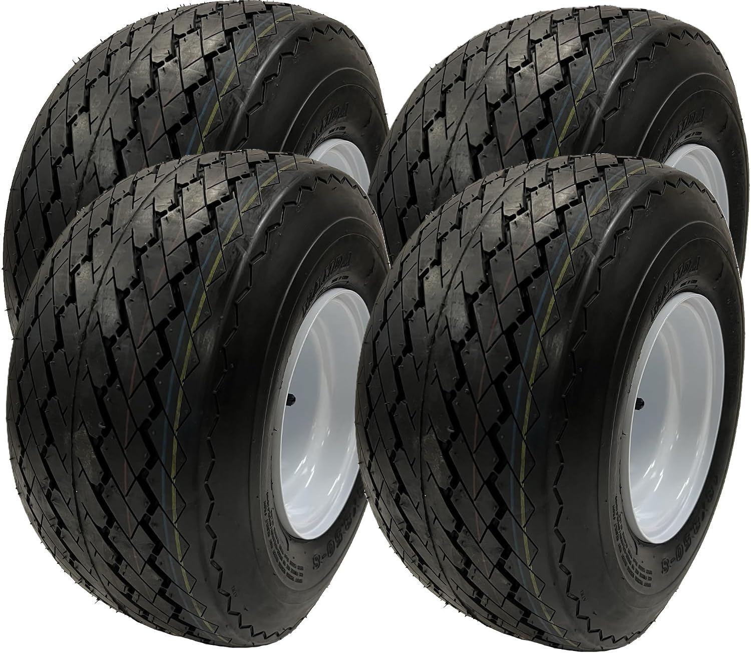 eCustomrim 4-Pack Golf Cart Tire Rim Assembly 8 Inch 18X8.50-8 4 Lug White