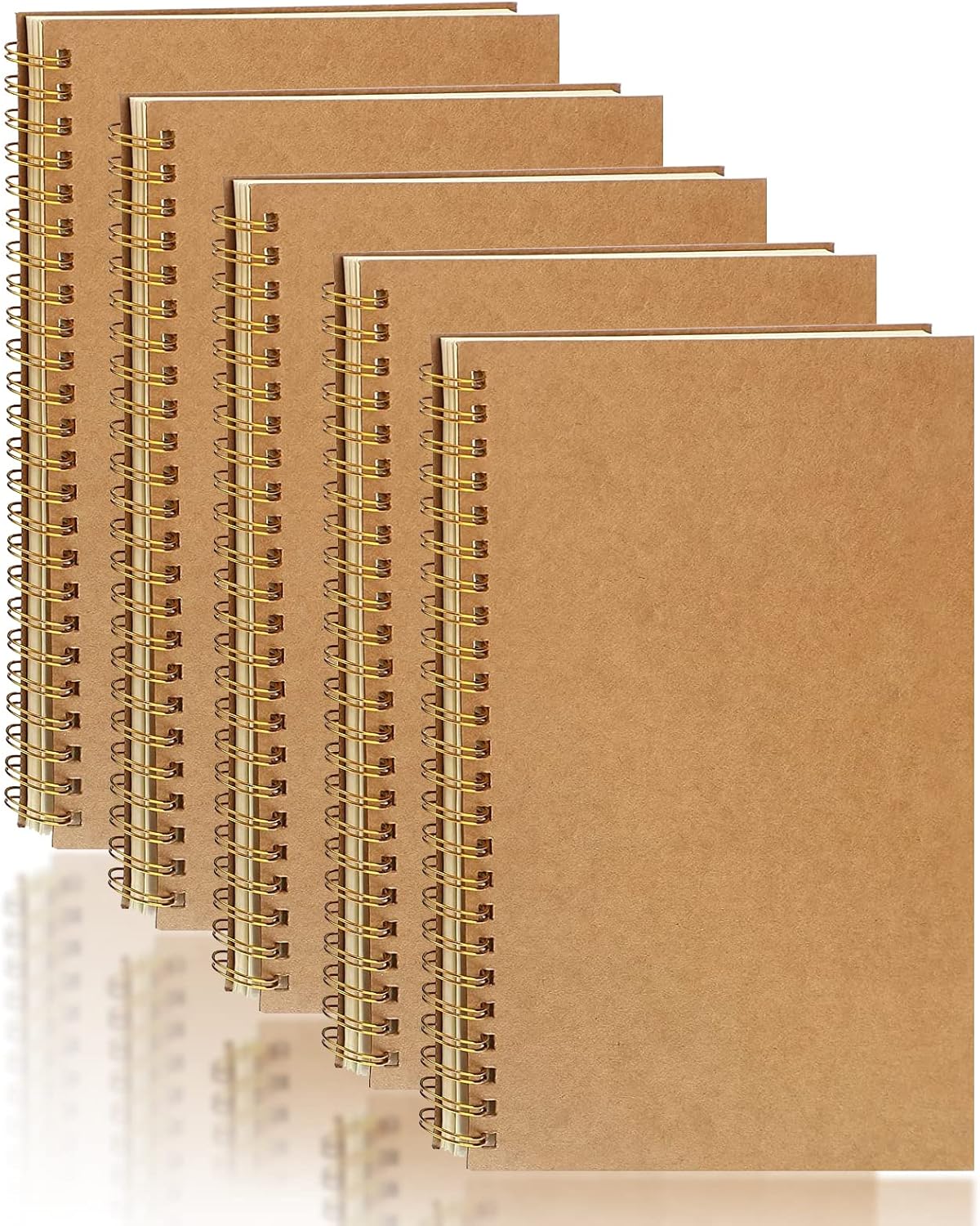 PALUDO 5 Pack A5 Blank Spiral Notebook 100 Pages/ 50 Sheets Spiral Notepad A5 Kraft Cover Notebooks Bulk Journals, Memo Notepads Planner Sketch Pad