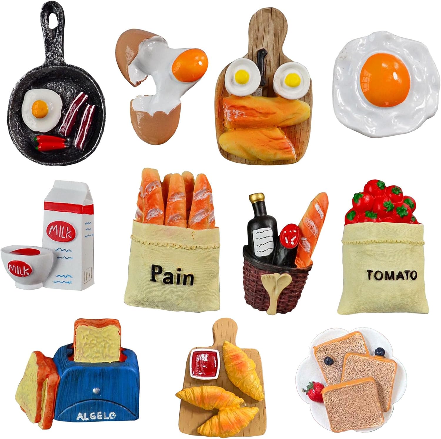 MZSX Decorative Refrigerator Magnets, 3D Food Resin food Magnets, Kid's Drawing, Magnetic Whiteboard, Photo, Map, Office Magnets, Home Decoration, Dry Erase Board, 6x6cm, 11Pcs