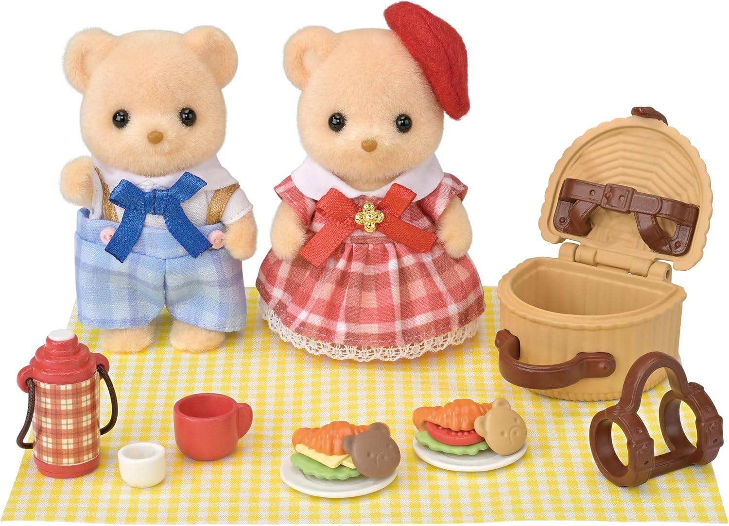 EPOCH Sylvanian Families FS-60 Biscuit Bear Siblings - Picnic Lunch Set - Dolls and Furniture Set, Safety Toy Mark Certified, Toy for Ages 3 Years and Up, Dollhouse