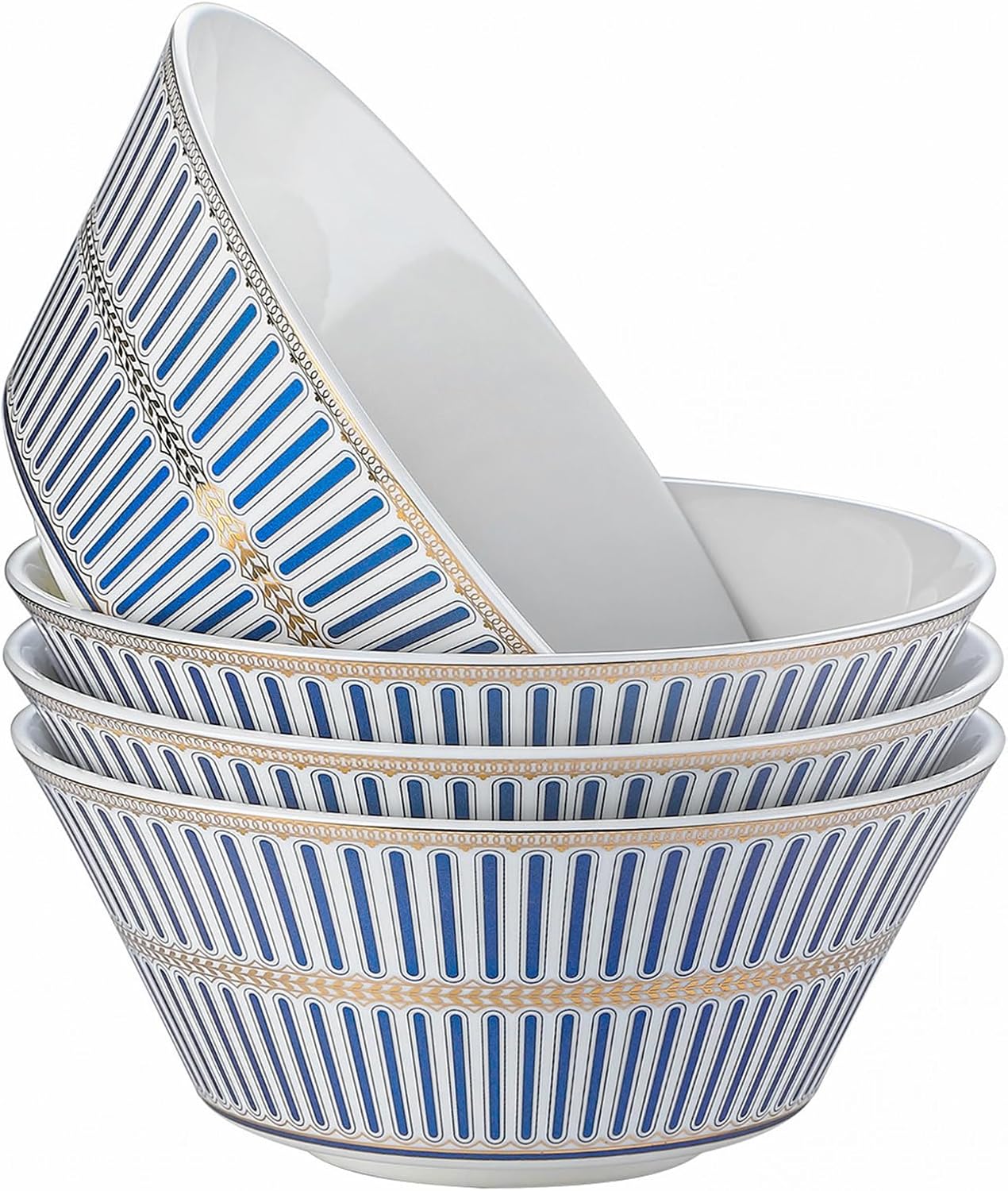 CwlwGO-Bone China Soup Bowls & Cereal Bowls - 6" White Ceramic Bowls Set of 4 for Soup, Cereal, Oatmeal, Fruit, Not suitable for microwave use.