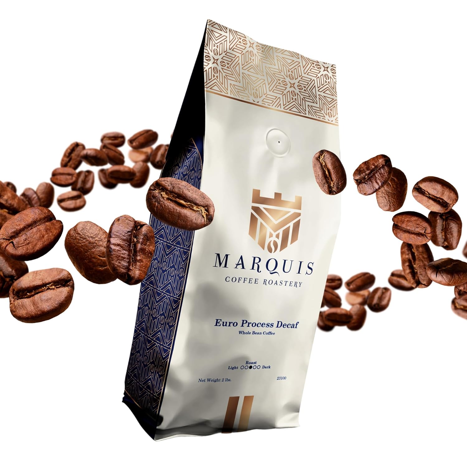 Marquis - Euro-Processed Decaf Coffee, Rich Colombian Coffee, Fresh Decaffeinated with Heady Aroma, Premium Medium Roast Whole Bean, 2 lb