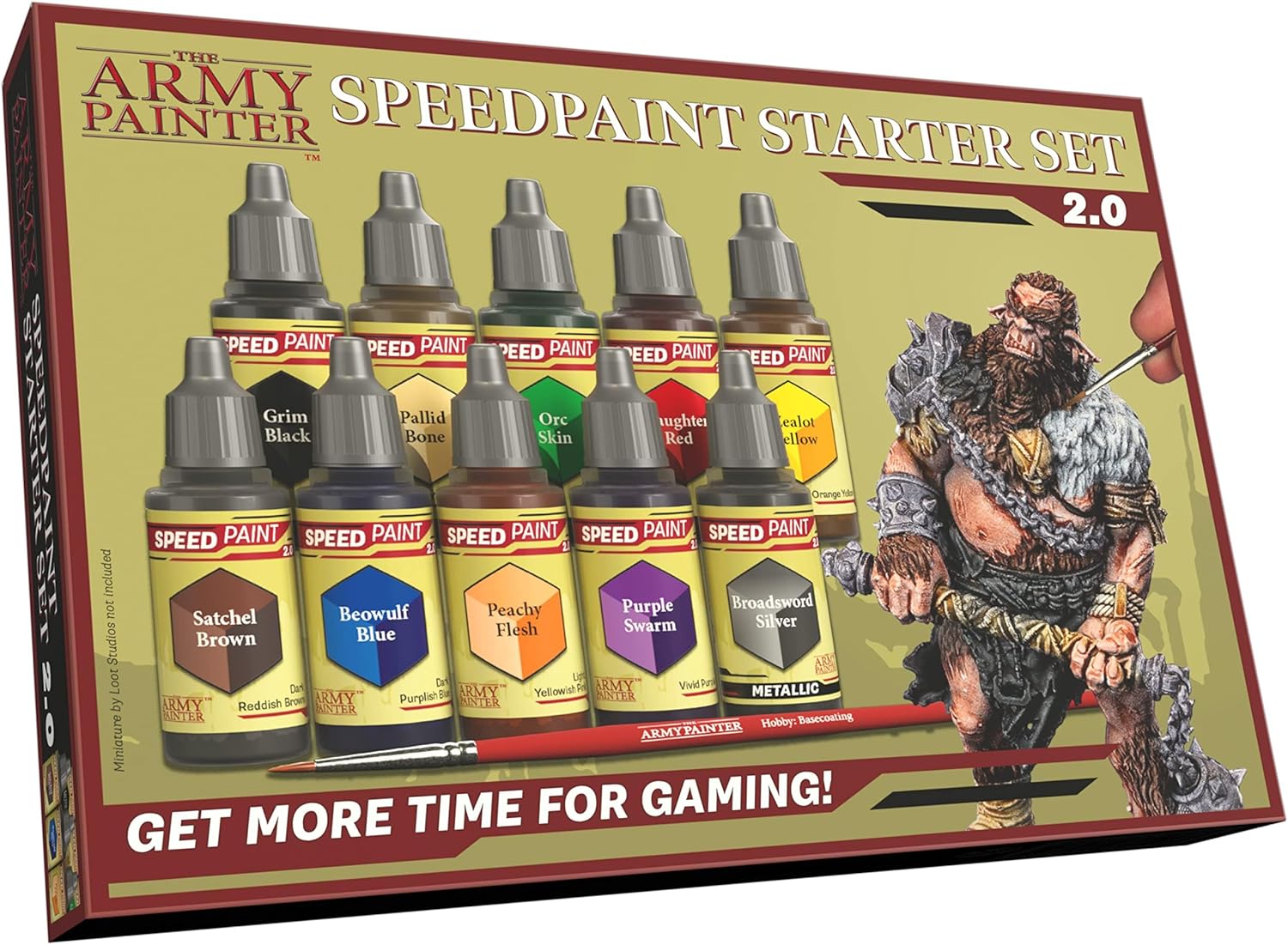 The Army Painter, Speedpaint 2.0 Starter Set, Beginner Paint Set, 10 x 18 ml Acrylic Contrast Paints incl. 1 Free Basecoating Brush for DnD and Warhammer Figures