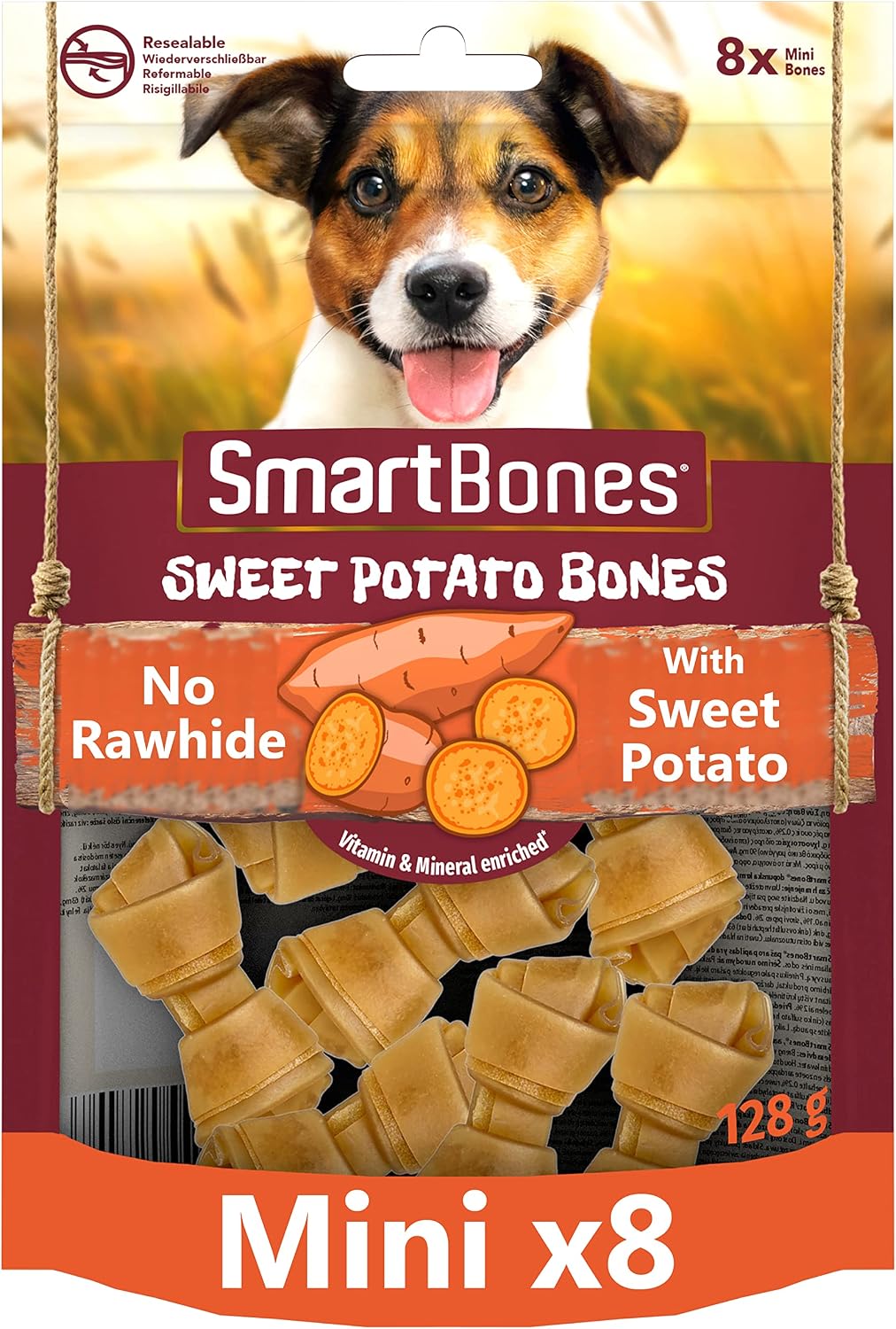 Smartbones 8 Mini Sweet Potato Bones Rawhide Free Chew Dog Treats