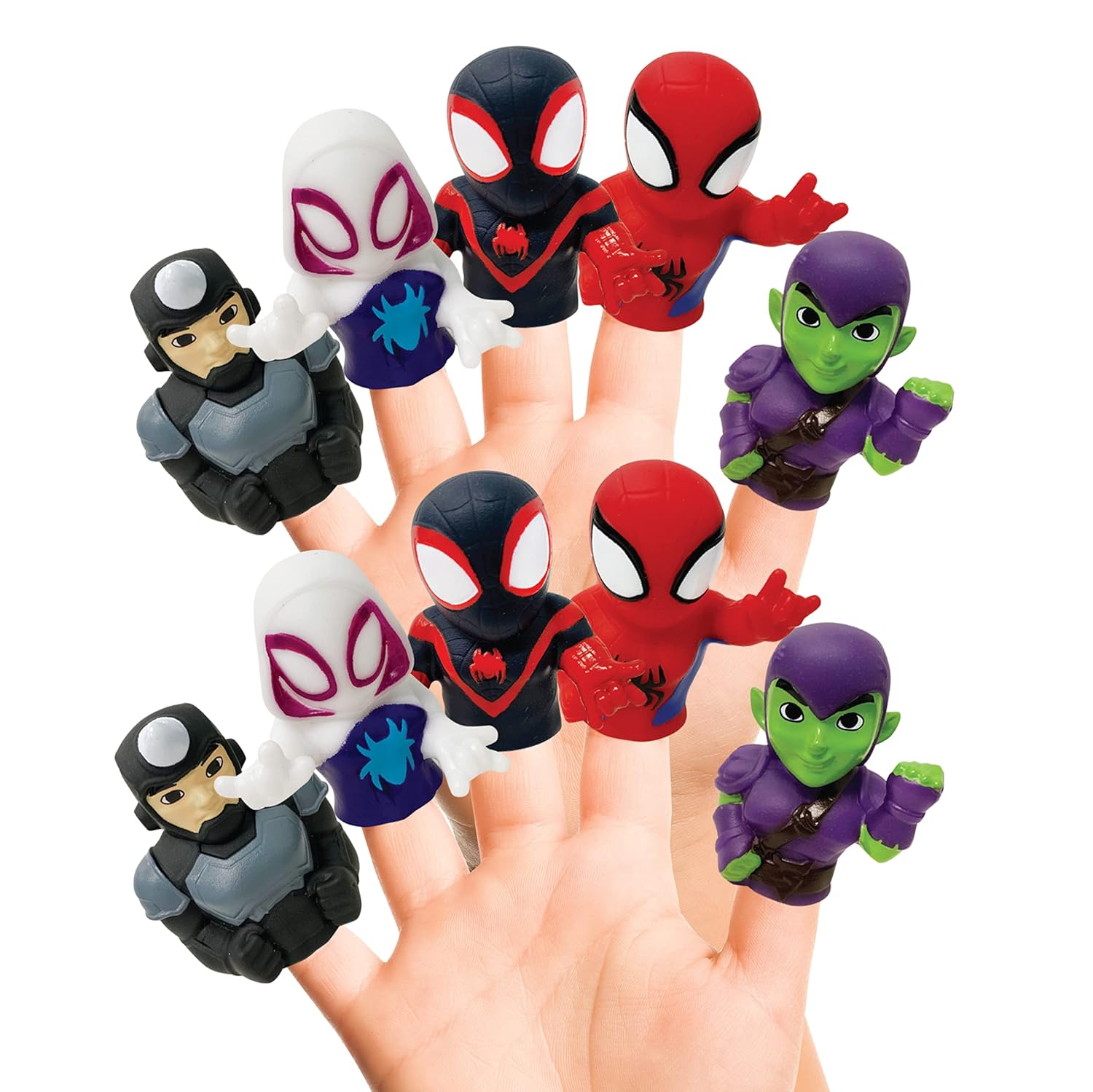 Spidey & His Amazing Friends 10 Piece Finger Puppet Set - Party Favors, Educational, Bath, Floating Pool, Beach Toys, Playtime