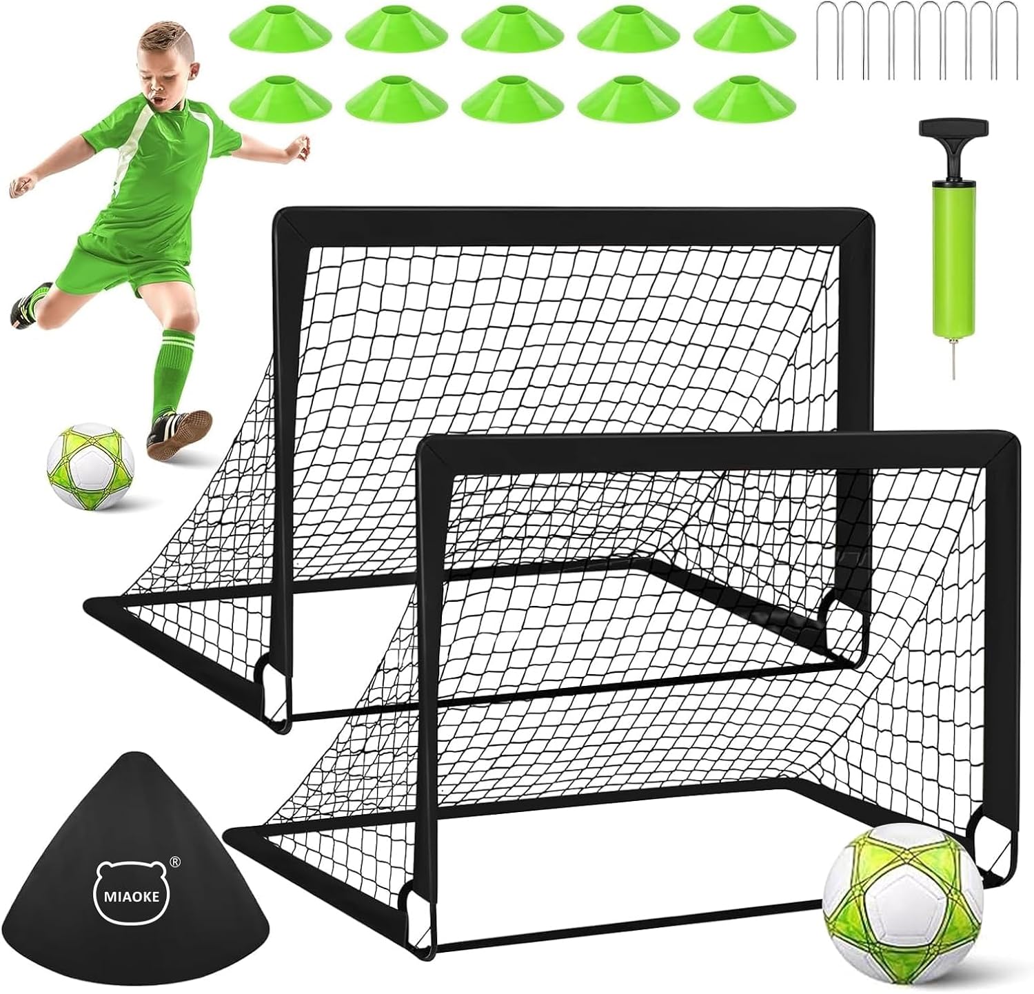 MIAOKE Soccer Goal for Backyard, Carry Bag, Practice Net for Youth Games, Sports