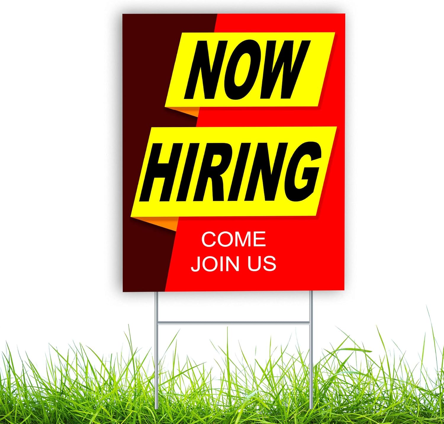 Now Hiring Sign with Stake - 16x12 Coroplast Help Wanted Sign for Business and Stores, Water-resistant