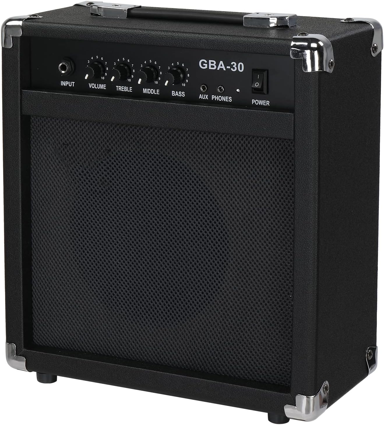 Ktaxon 30Watt Electric Bass Amp with Retractable Handle, Practice & Performance Bass Guitar Amplifier W/ 8" Speaker, 4 Buttons, 1/8" Auxiliary Input - Black