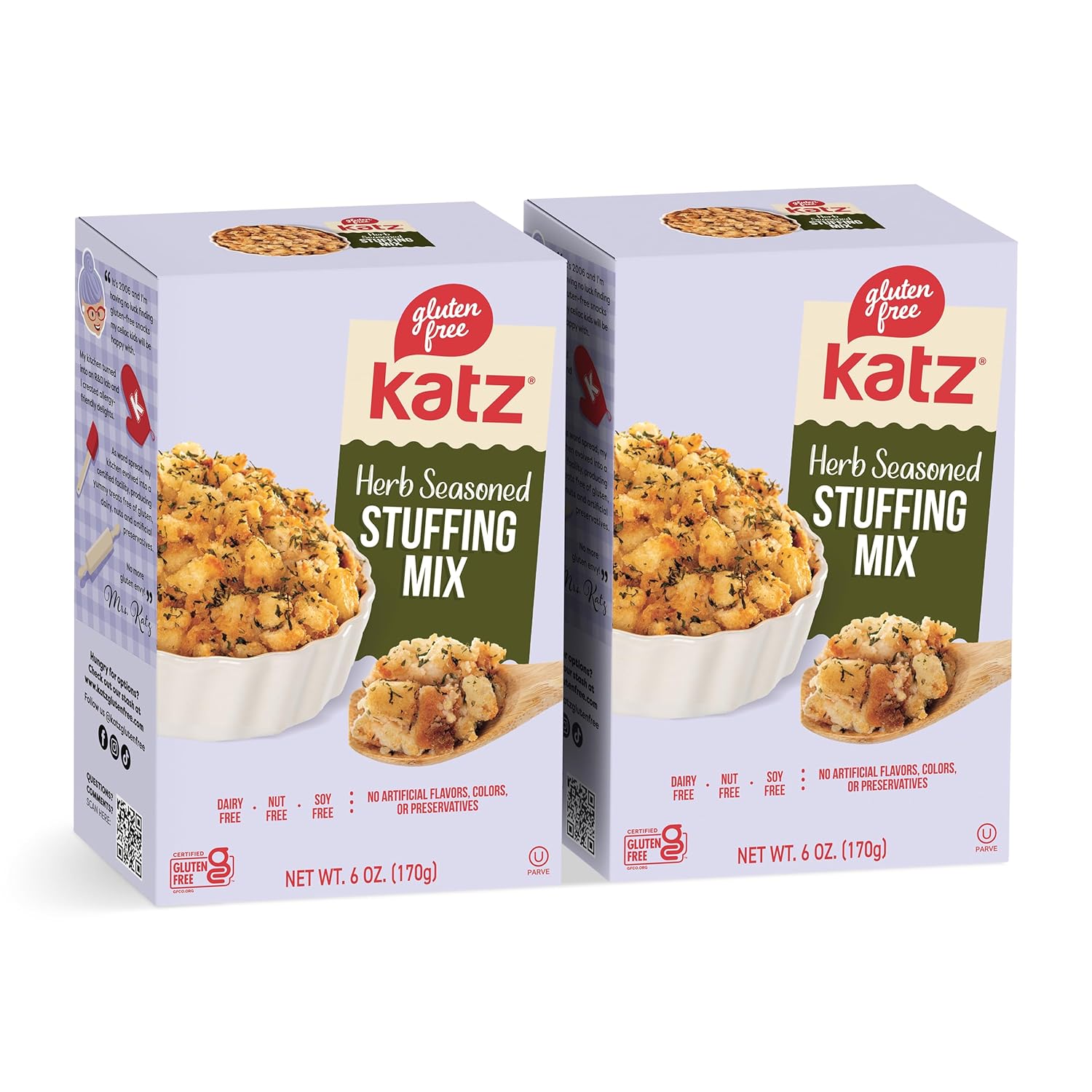 Katz Gluten Free Herb Seasoned Stuffing Mix Perfectly For All Your Holiday And Everyday Cooking Needs, With No Artificial Flavors, Colors, Or Preservatives, Pack of 2 (6 Oz)