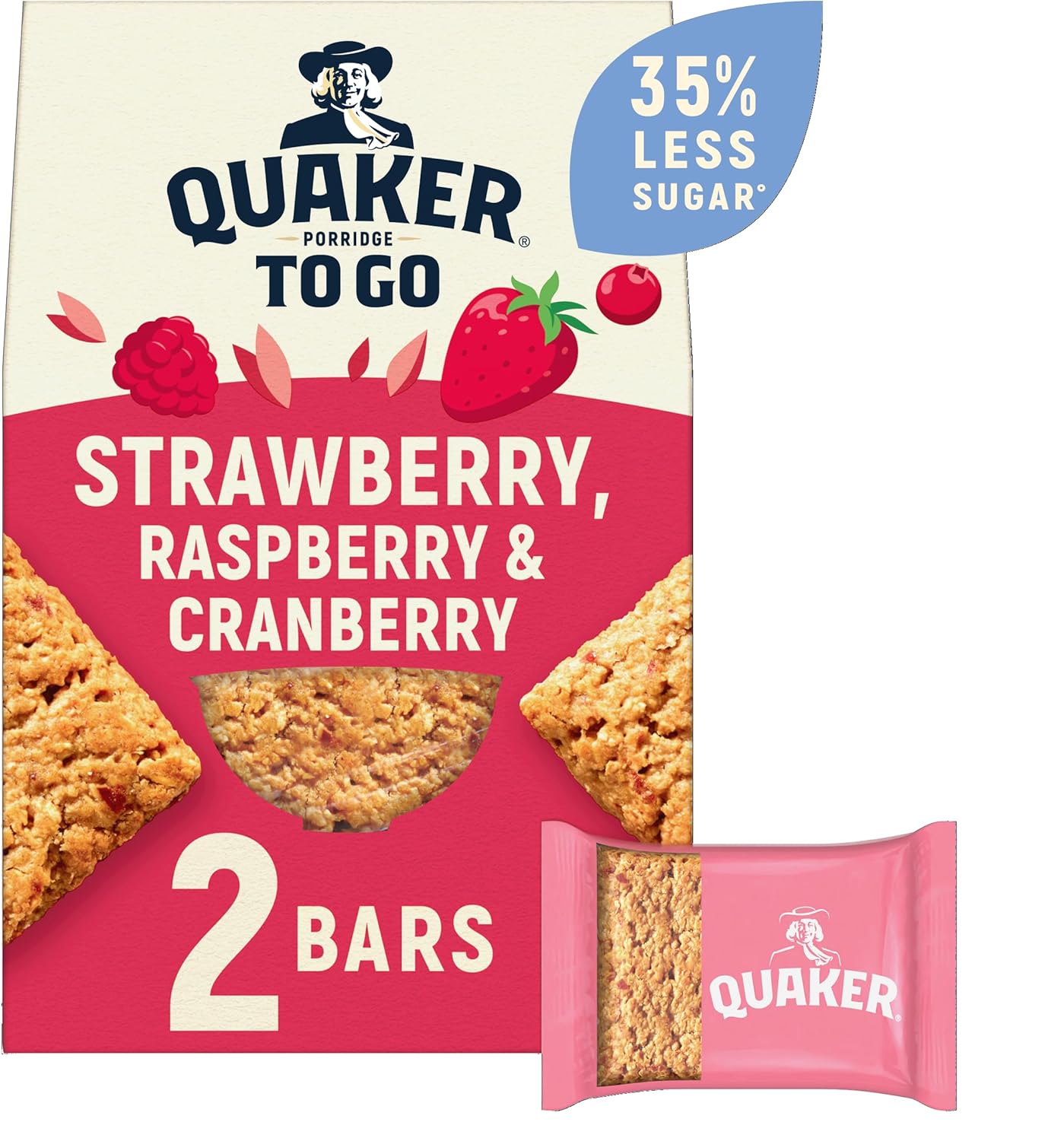 Quaker Porridge To Go Mixed Berries Breakfast Bars 2x55 g