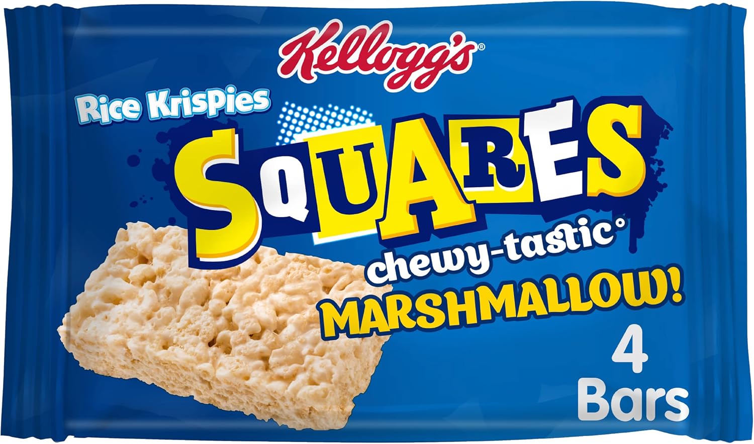 Kellogg's Rice Krispies Squares Marshmallow Snack Bars Box, 4 x 28g