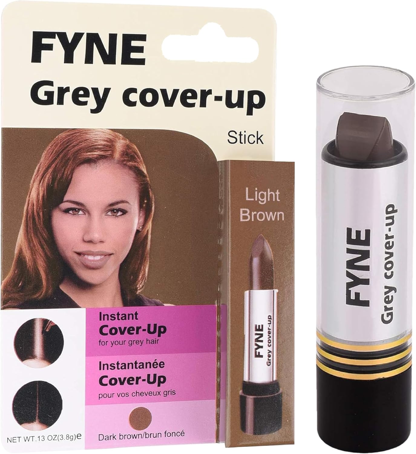 FYNE Root Touch Up Cover Stick - Instant Light Brown Grey Hair Cover Up - Magic Retouch Temporary Hair Colour for Men & Women