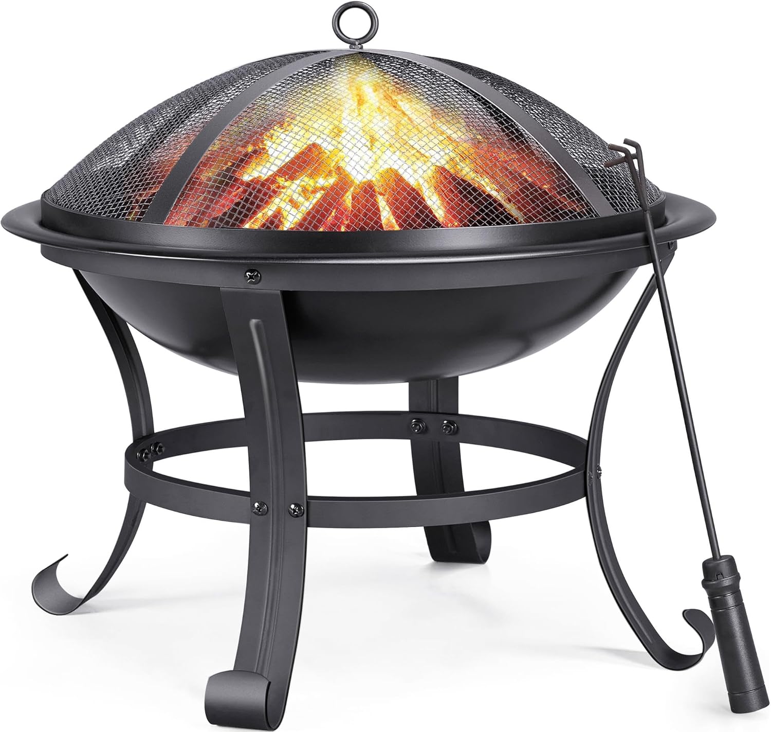 Yaheetech Outdoor Fire Pit for Garden, Round Firepit Patio Heater for Camping Bonfire, Portable Fire Pit Steel Metal Bowl Wood Burning Firepits for Garden/Backyard