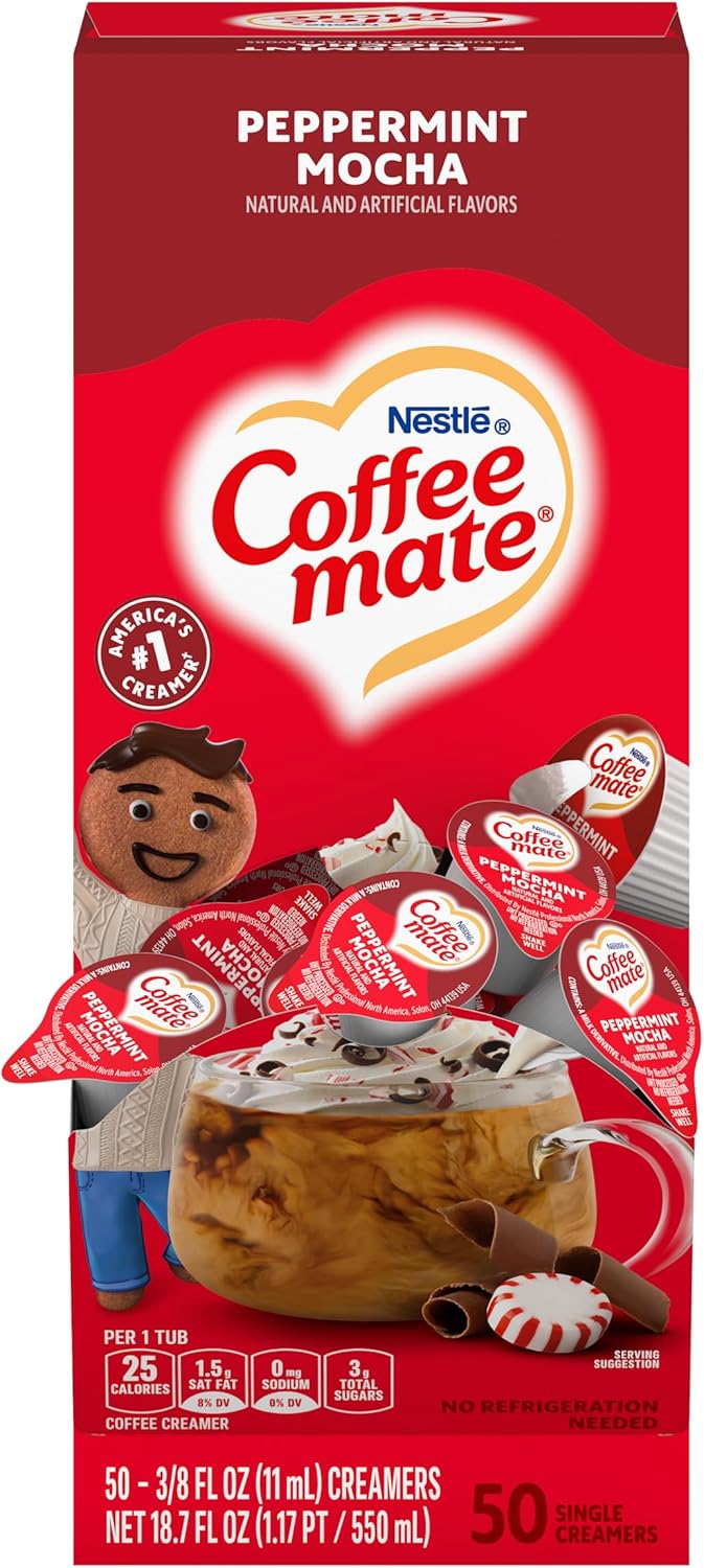 Coffee mate Peppermint Mocha Creamer, Liquid Singles, 50/Box