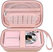 Elonbo Digital Camera Carrying Case for CAMKORY/for toberto/for AiTechny/for VAHOIALD/for IWEUKJLO FHD 1080P Camera, Boys Girls Kids Compact Small Camera Travel Storage Cover Protective Bag,Rose Gold