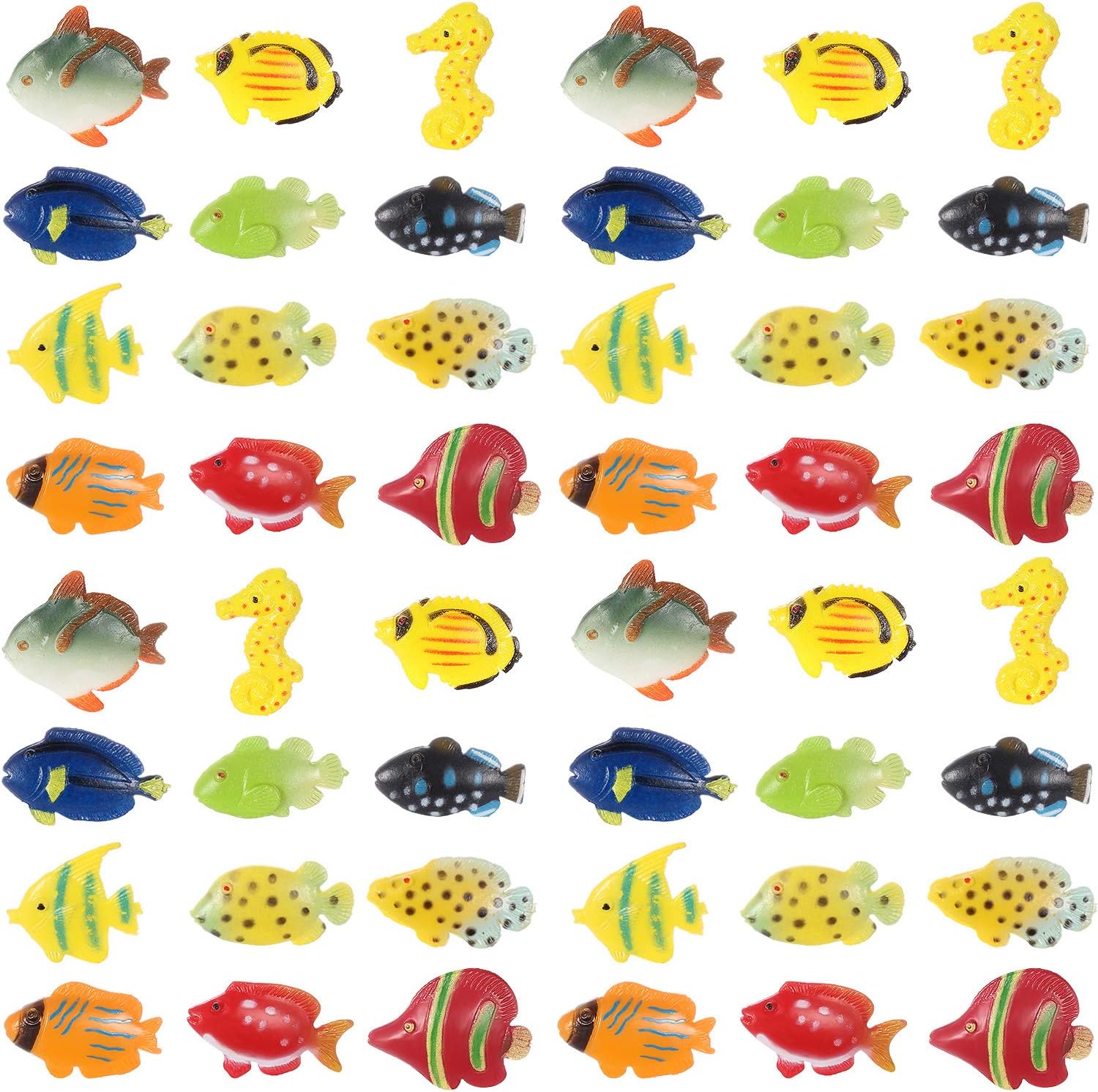 Boao 48 Pcs Plastic Fish Toys Small Tropical Fish Figure Play Set Sea Animals Bath Toys Tropical Party Favors Assorted Ocean Creatures Figures Birthday Learning Educational Party Supplies