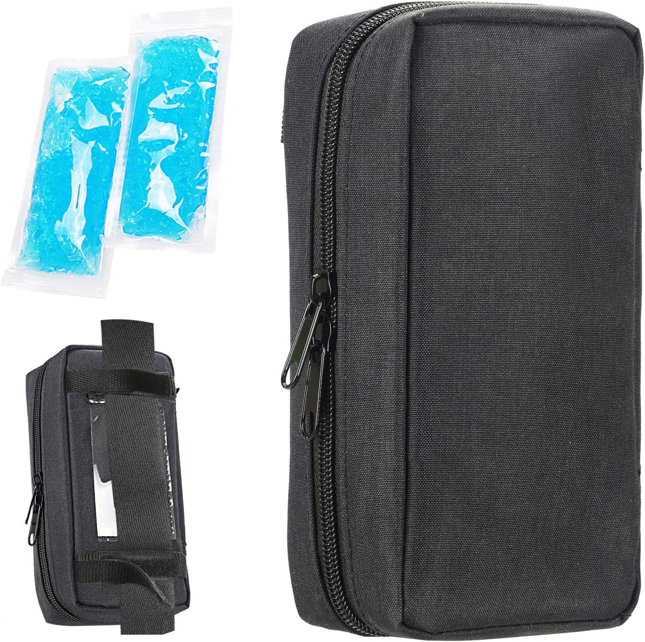 Insulin Cooling Travel Case - Portable Diabetic Supplies Organizer Cooler Bag with 2 Ice Pack by YOUSHARES (Black)