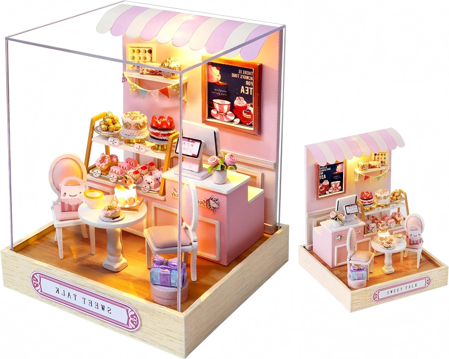 Lycidae DIY Miniature House Kit, Mini Dollhouses, 3D Wooden Kit with LED and Dust Cover, Handmade Crafts for Children Teens Adults Friends Birthday Home Decor(Sweet)