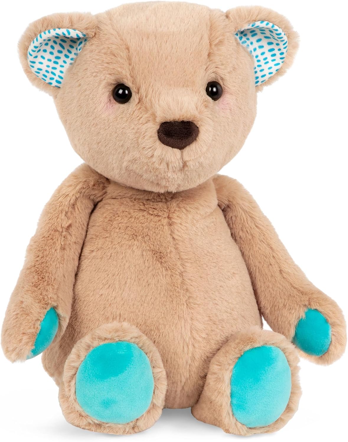 B. toys – 12-Inch Plush Teddy Bear – Soft & Cuddly Stuffed Animal Toy – Huggable & Washable – for Newborns, Toddlers, Kids – Happy Hues – Cara – Mellow Bear – 0+ Months