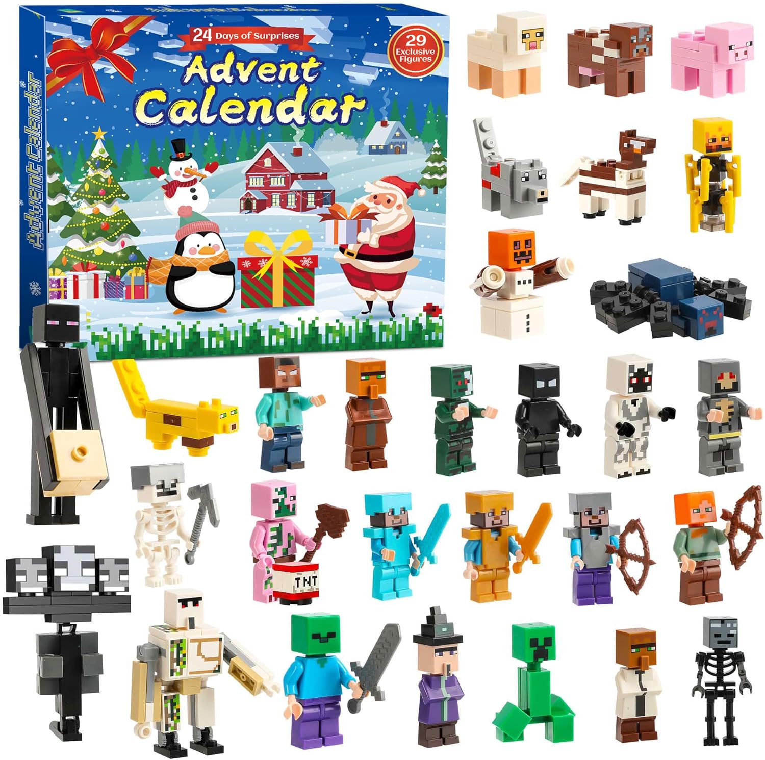 Christmas Advent Calendar 2025 – 24-Days Countdown Calendar with 29 PCS Exclusive Holiday-Themed Collectible Figures, Countdown Surprise Gifts for Boys Girls