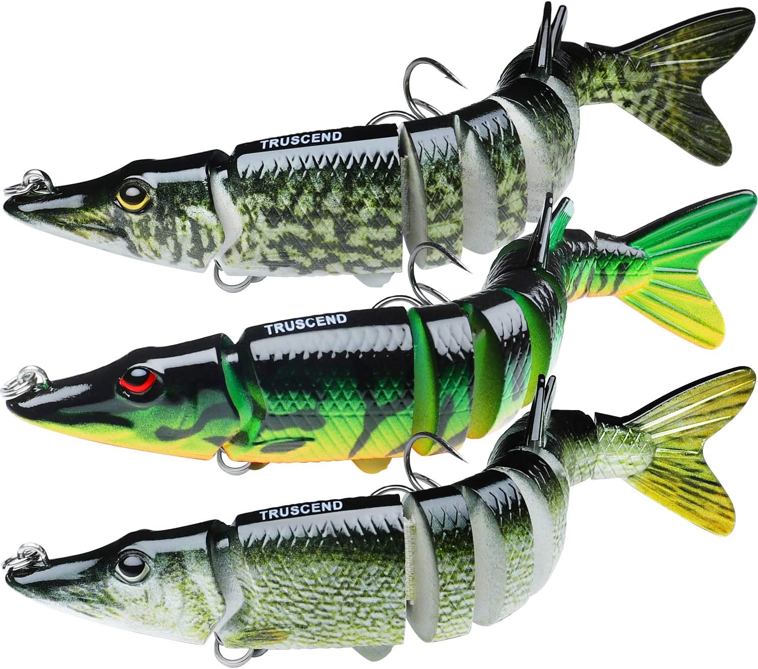 TRUSCEND Multi Jointed Swimbaits, Segmented Slow Sinking Swimming Baits, Realistic Lifelike Freshwater & Saltwater Lure for Bass, Trout, Pike, Walleye, Salmon, Crappie, Ideal Fishing Gift for Anglers