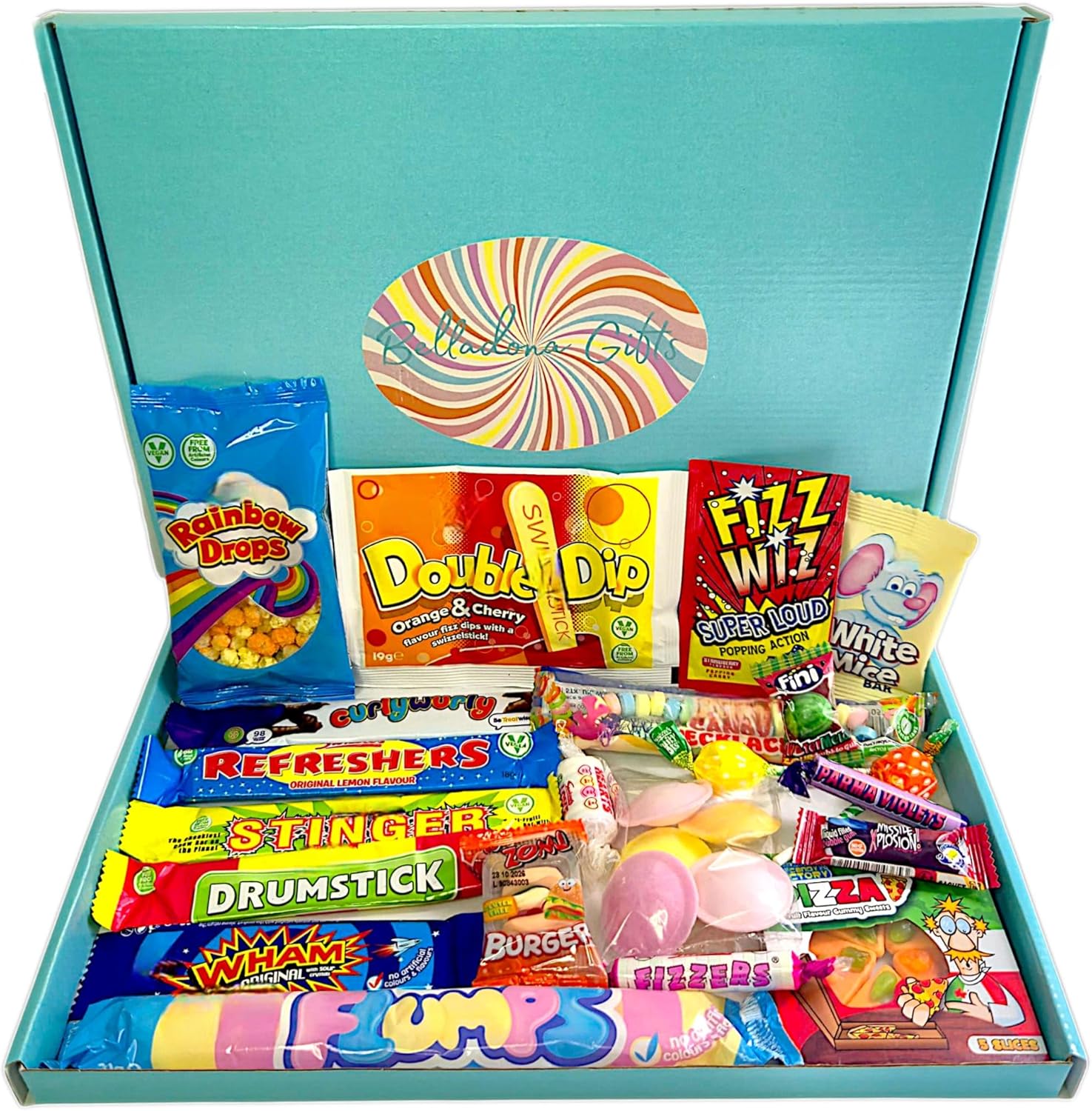 Belladona Gifts Retro Sweets Gift Box, 25 Classic Varieties, Letterbox-Friendly, 330g, Perfect for Birthday, Christmas, Get Well