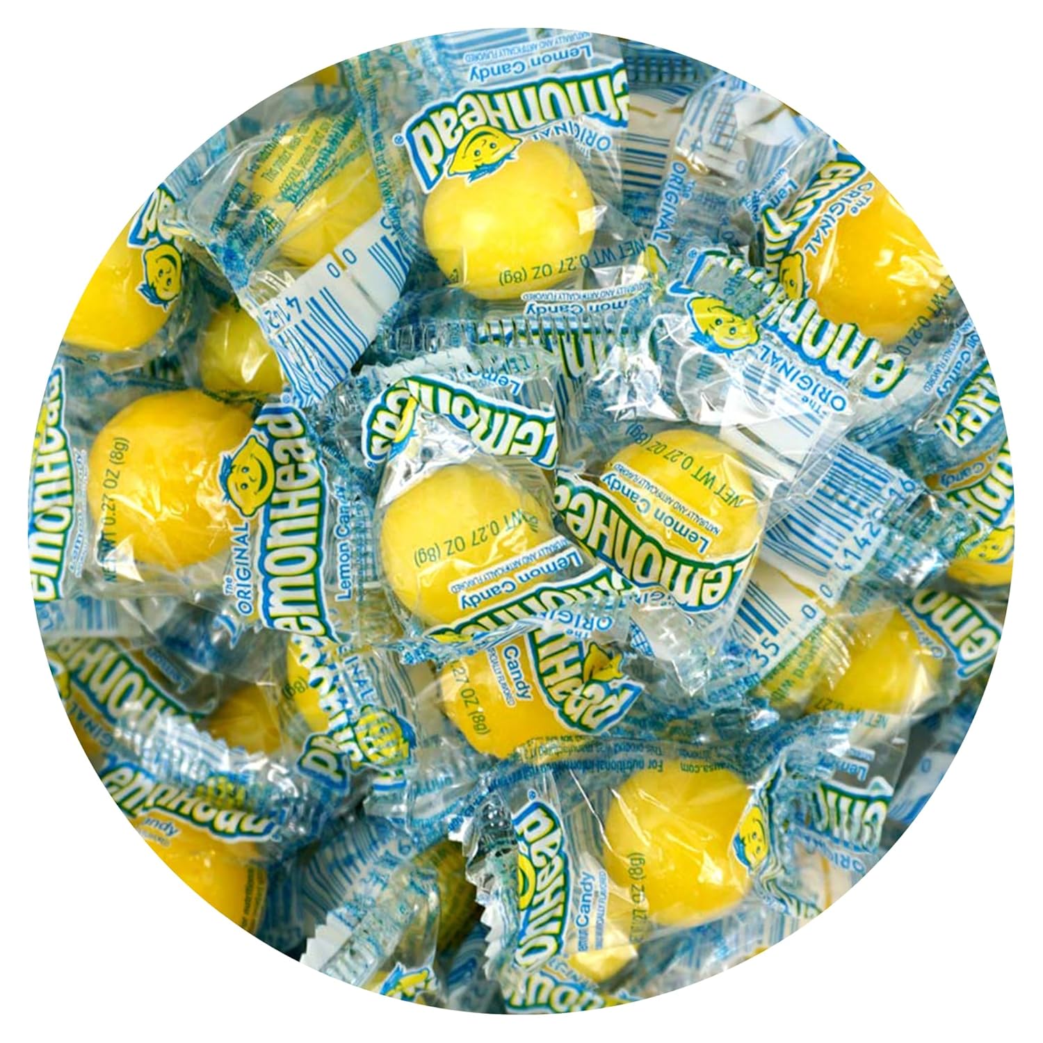 Lemonheads Candy, 1lb Bulk Bag (Approximately 60 pieces), Sour Hard Candies, Yellow Candy, Indvidually Wrapped Lemonhead Bulk Candies