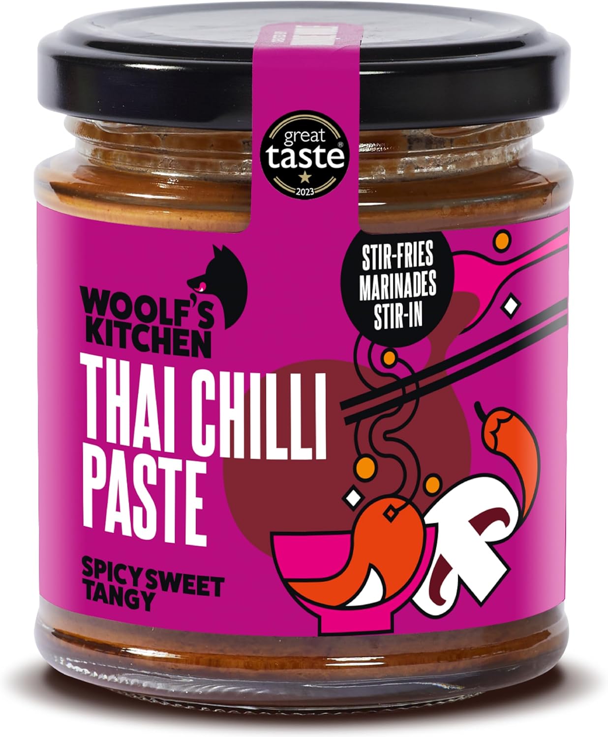 The Woolf’s Kitchen | NAM Prik Pow | Authentic Thai Chilli Paste | Tangy Tamarind & Smoky Fusion | Essential for Rice, Noodles, Burgers | Elevate Asian Meals | Gochujang Flavor Boost | 190ml