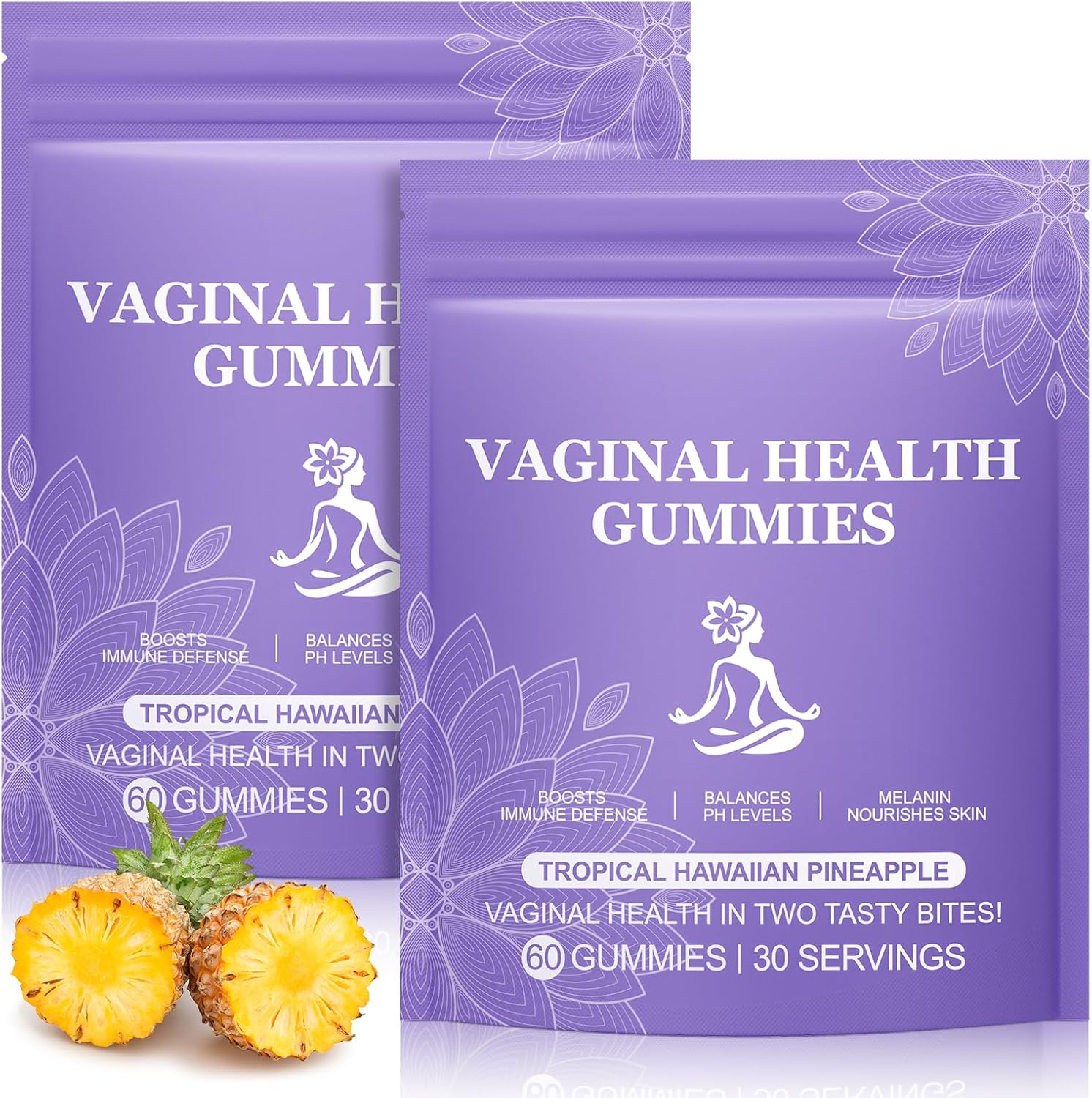 120 Count Vital Natural Vaginal Probiotics Source Feminine Gummies, PH Balance for Women, Improve Immune, Hawaiian Pineapple Flavor, Vegan & Low Sugar, Premium Balance Gummies