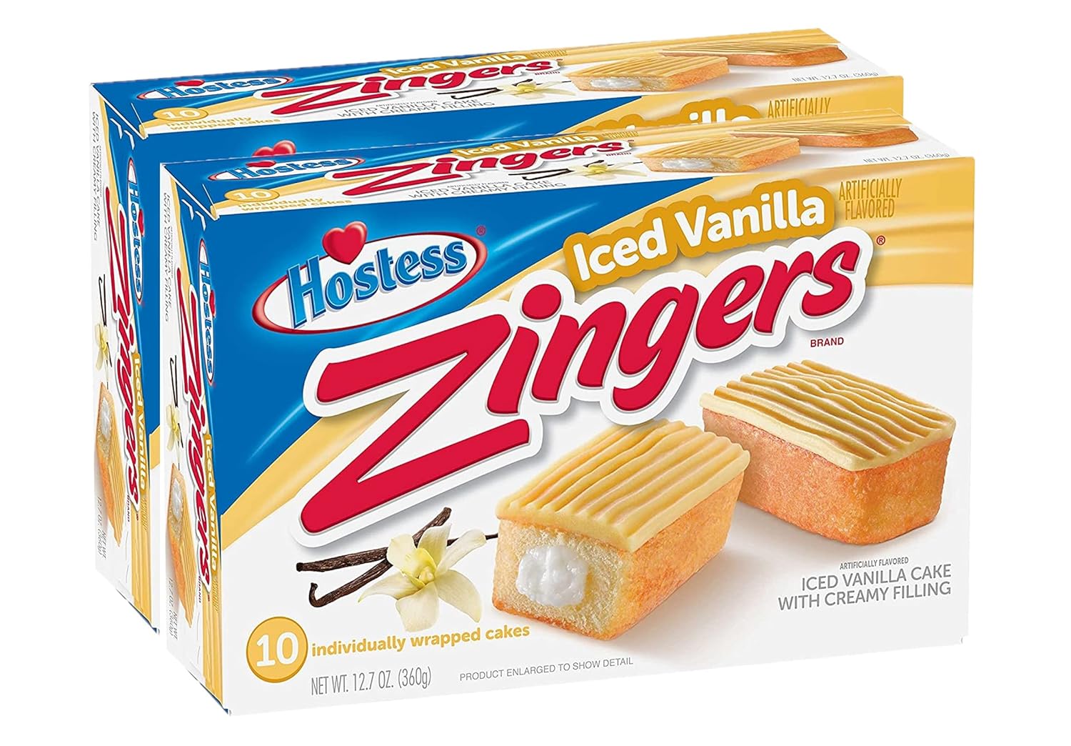 12.7oz Hostess Zingers Iced Vanilla Cake, 10 Piece (Pack of 2)