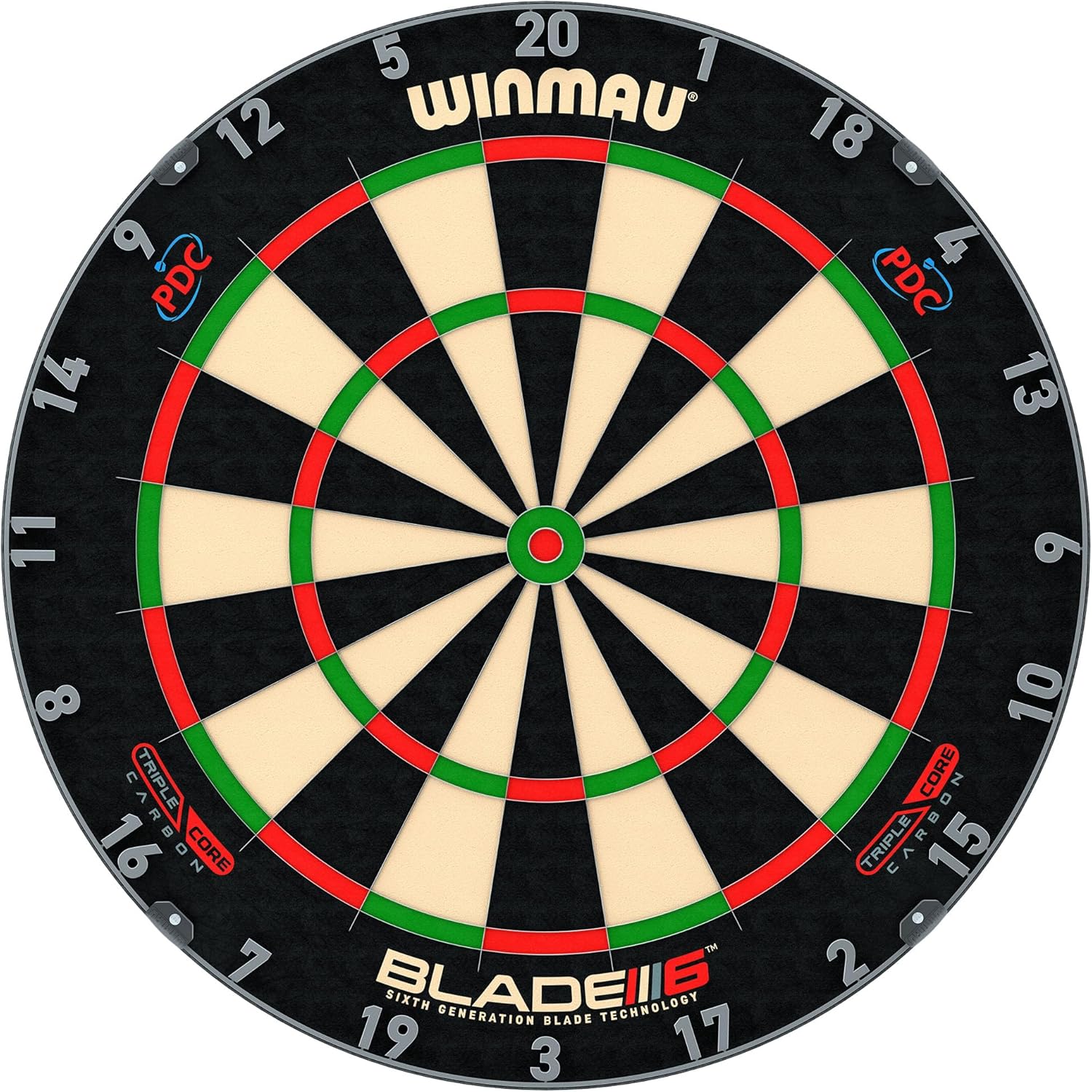 WINMAU Darts Blade 6 Triple Core Carbon Professional PDC Dartboard with Official tournament specifications | Endorsed by the PDC