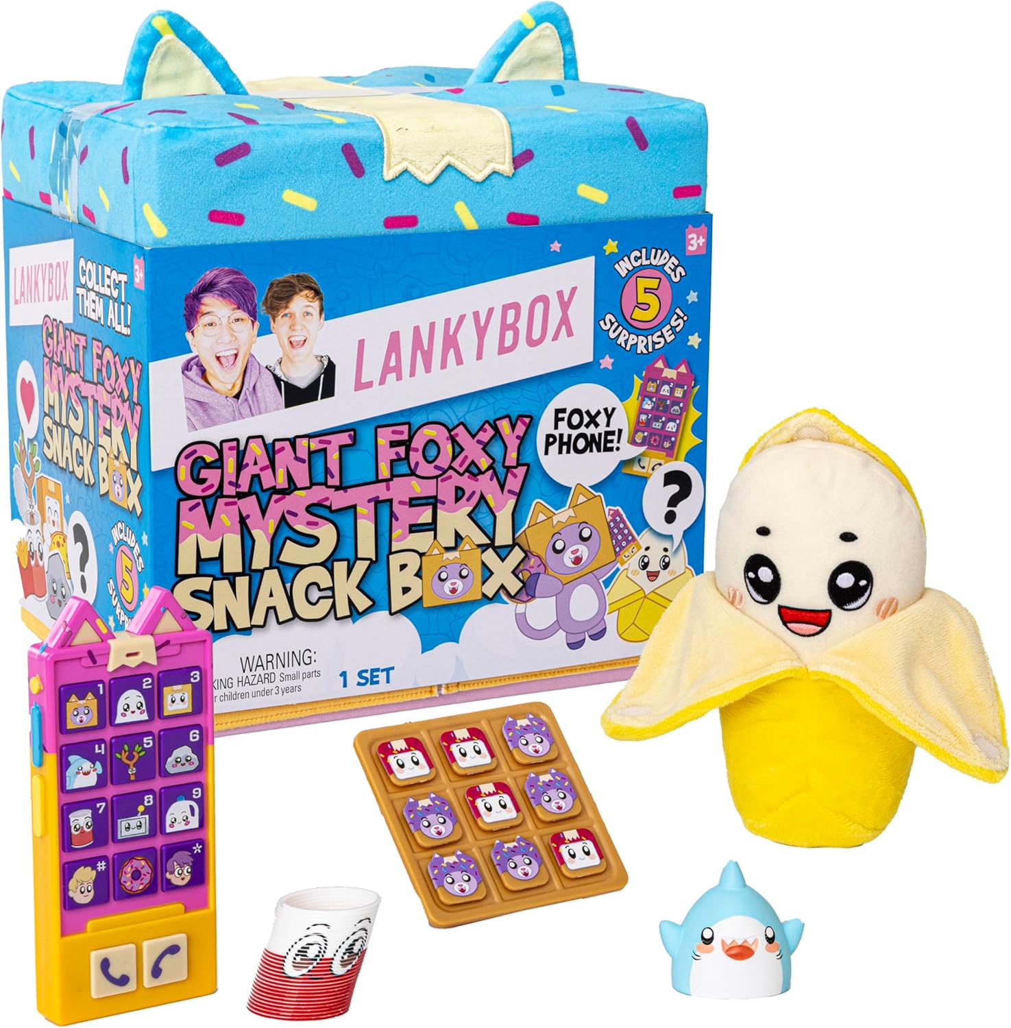 LankyBox Giant Foxy Surprise Snack Box, YouTube Gaming Channel, Mystery Surprise Giant Blind Box, 5 Fun Surprises Inside, Official LankyBox Merch