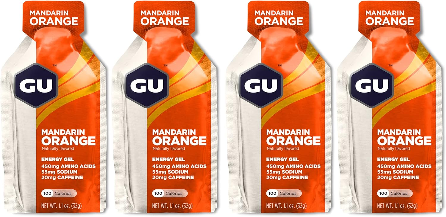 GU Energy Running Gels - 4 Gel Taster Pack - Sports Energy Gels For Running, Cycling, Triathlon (Mandarin Orange), 32 g