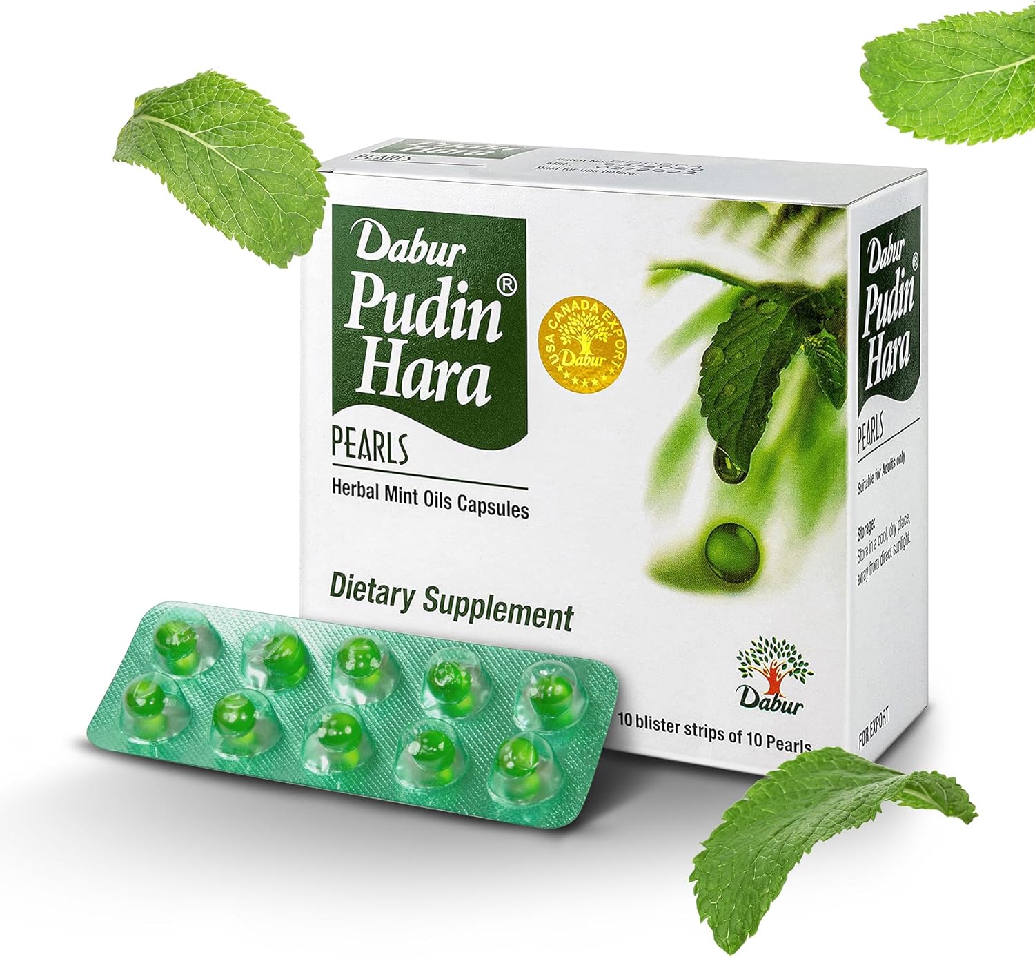 Dabur Pudin Hara Pearls - Daily Digestive Care Supplements for Men and Women, Helps Abate Symptoms of Bloating, Acidity, Flatulence and Indigestion for Digestive and Gut Health, 100 count (Pack of 10)