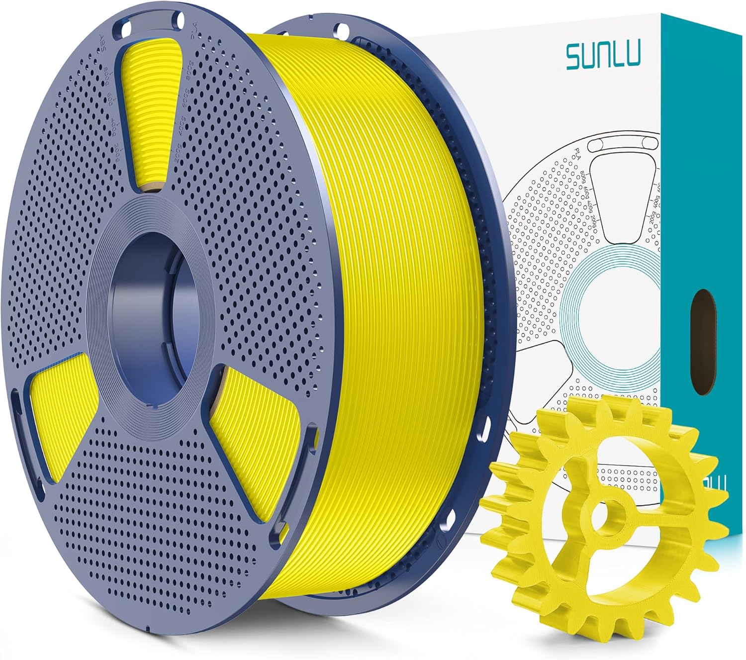 SUNLU PLA+2.0 3D Printer Filament, Upgrade PLA+ Filament 1.75mm, Tougher and Stronger, Neatly Wound PLA Plus Filament, Dimensional Accuracy +/-0.02mm, 1KG Spool(2.2lbs), Yellow