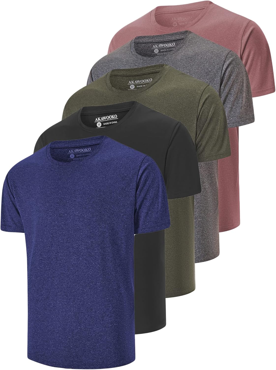 5 Pack Men's Dry Fit T Shirts Athletic Running Gym Workout Short Sleeve Tee Shirts for Men