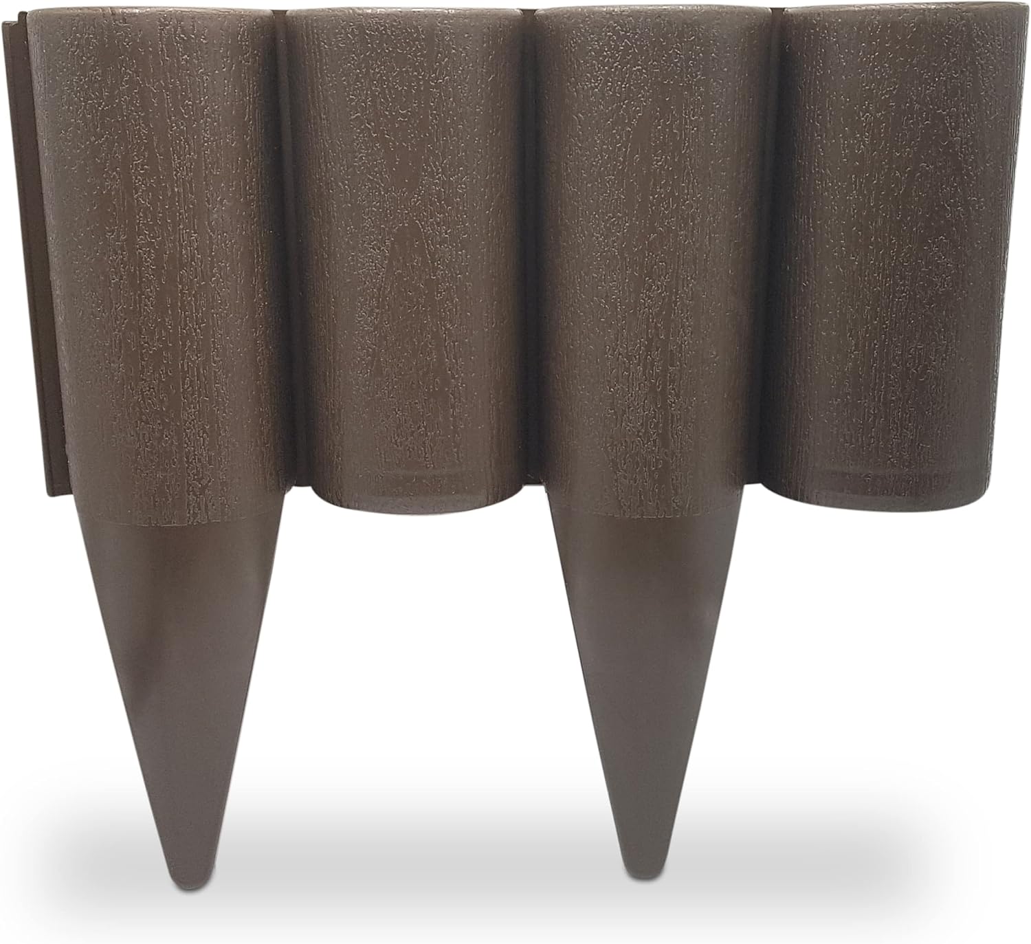 Brown Lawn Edging Border – 2.5 metres / 8.2 ft long Garden Palisade Edge Border with Wood Log Effect – Fencing with Ground Stakes – Ideal for Flower Beds, Lawn, Patio, Pavement. Set by MYPURECORE