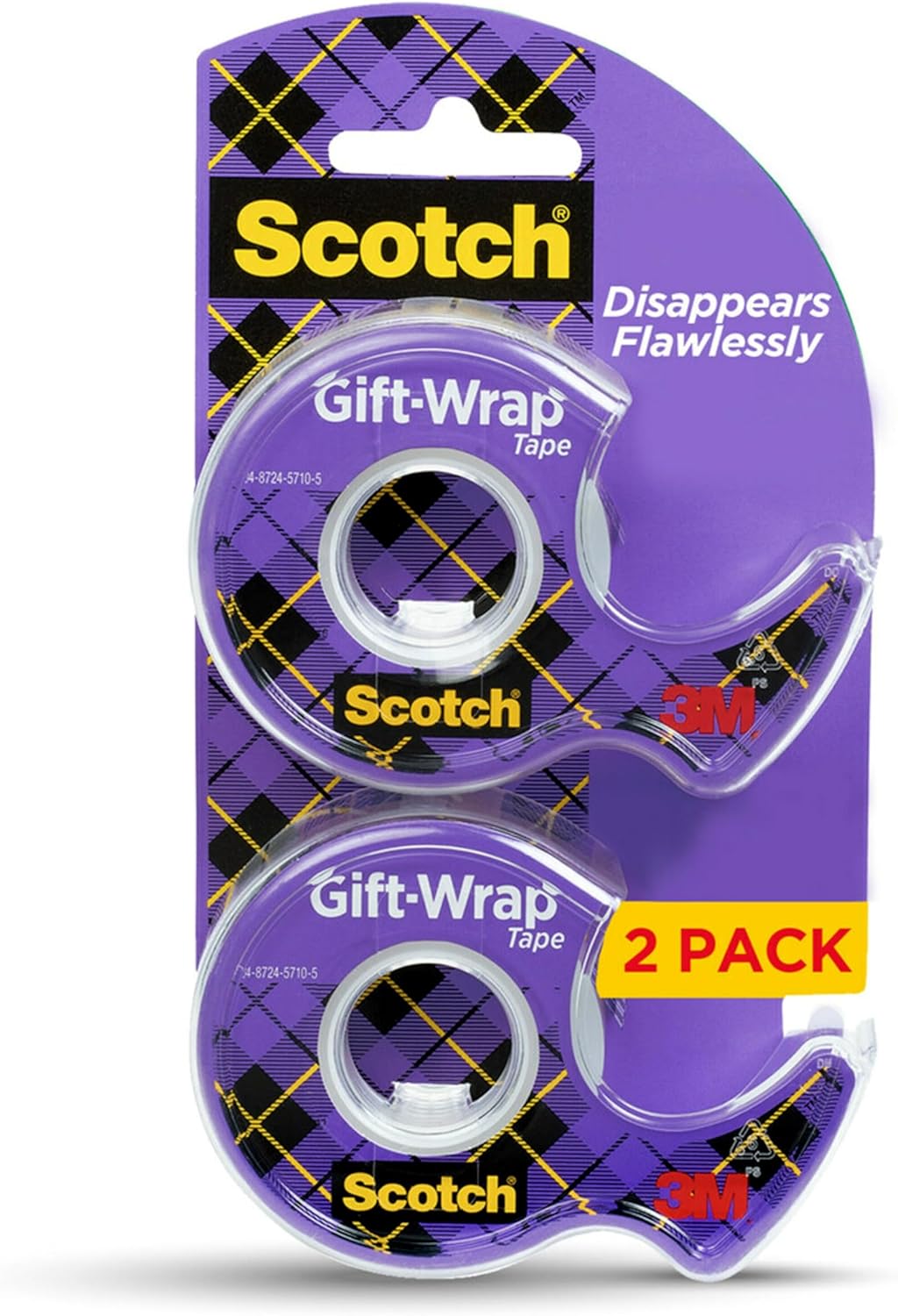 Scotch Gift Wrap Tape, Invisible, 3/4 in. x 600 in., 2 Tape Rolls with Dispensers