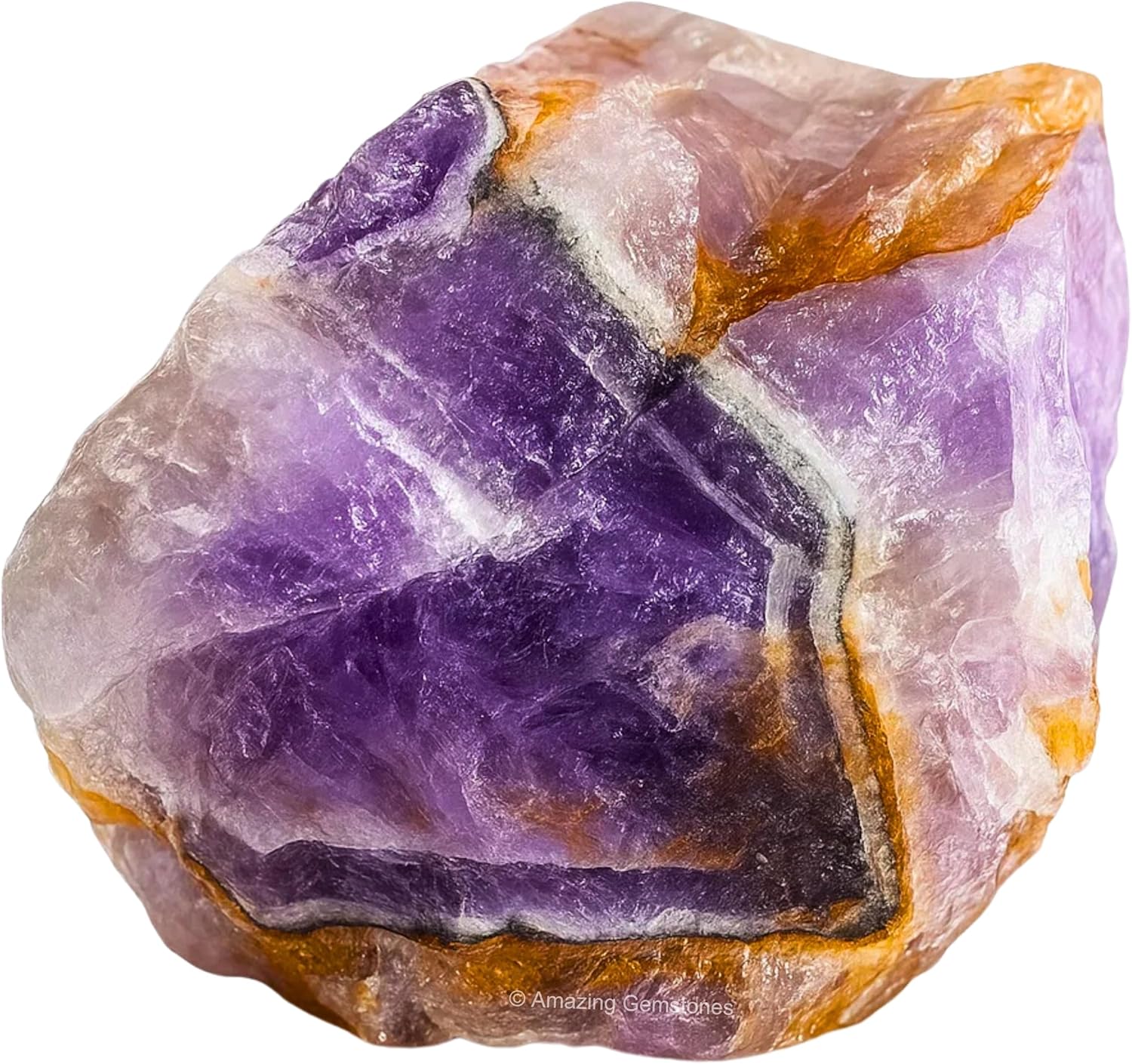 Amazing Gemstone Amethyst Chevron Raw Crystals and Healing Stones, Natural Rocks for Tumbling and DIY Raw Stones and Crystals (1 Piece)