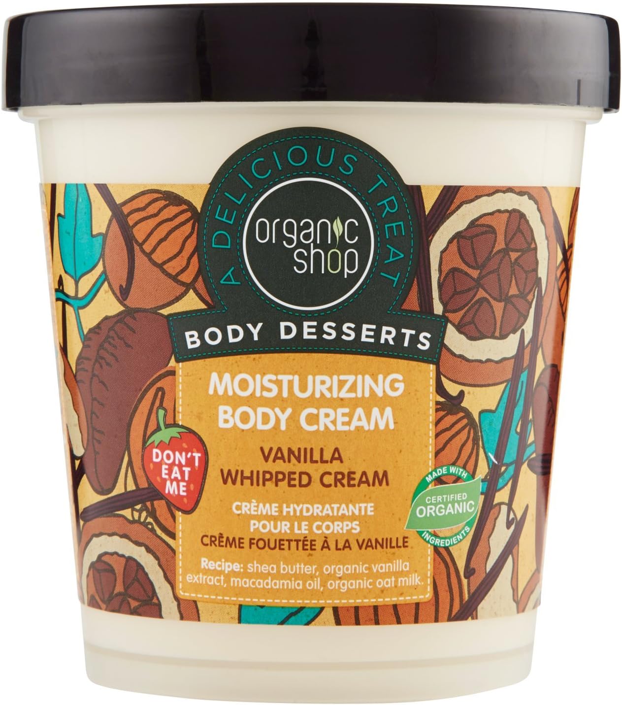 Organic Shop Body Desserts Vanilla Whipped Moisturizing Body Cream, 450 ml