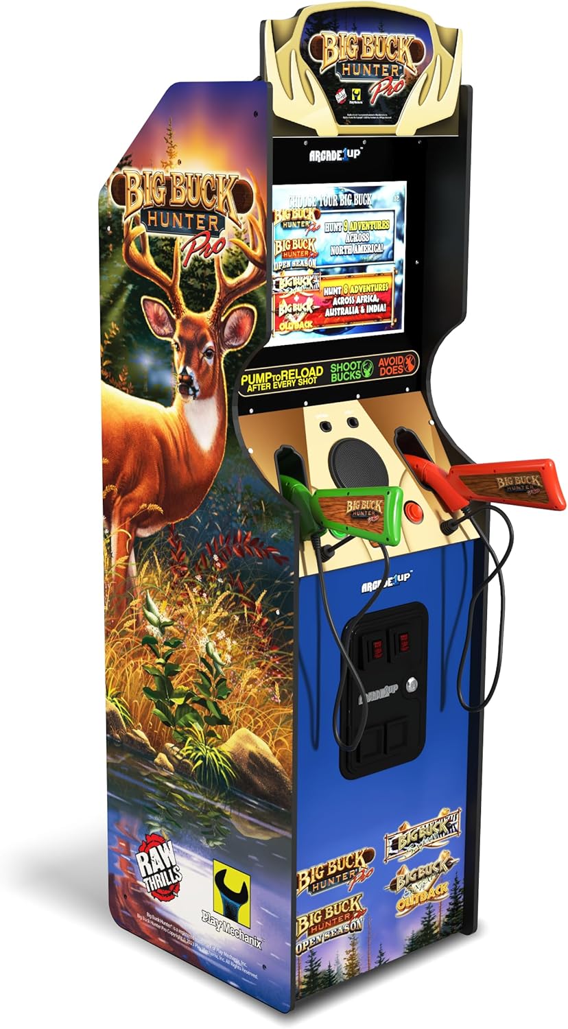 Arcade1Up Big Buck Hunter Pro Deluxe Arcade Machine for Home, 5-Foot-Tall Stand-up Cabinet, 4 Classic Games, and 17-inch Screen