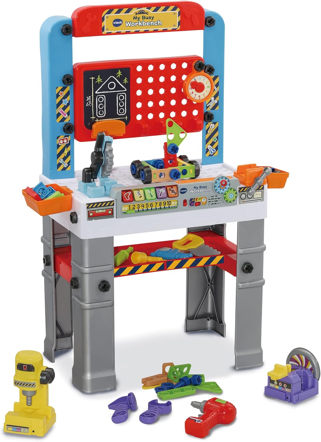 VTech My Busy Workbench, Interactive Toddler Toy, Pretend Play Tools, 100+ Pieces, Lights, Music & Sounds, Kids Gifts 3, 4, 5 + Years, English Version