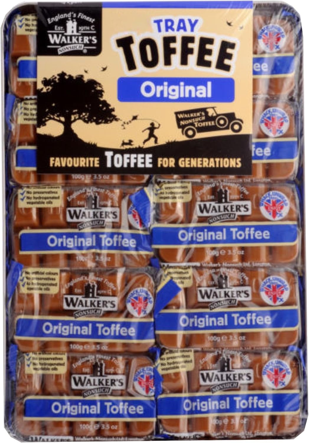Walkers NonSuch Toffee Bars 10 x 100grams with Tray Gift British Made (Original - Tray)