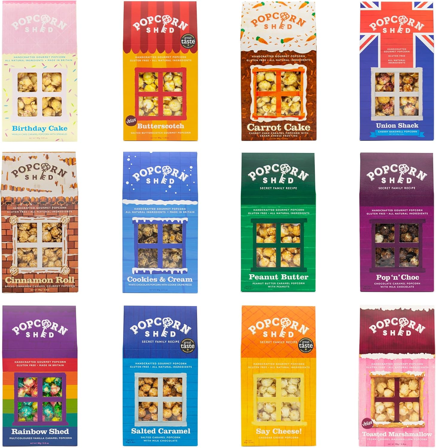 Popcorn Shed Variety Pack (Choose Any 3 Popcorn’s Shed) - Gourmet Popcorn Variety Pack, Sweet, Savoury & Cheesy Popcorn Flavours, Easy & Low Calorie Snack, Perfect for Parties, Movie Nights & Gifting